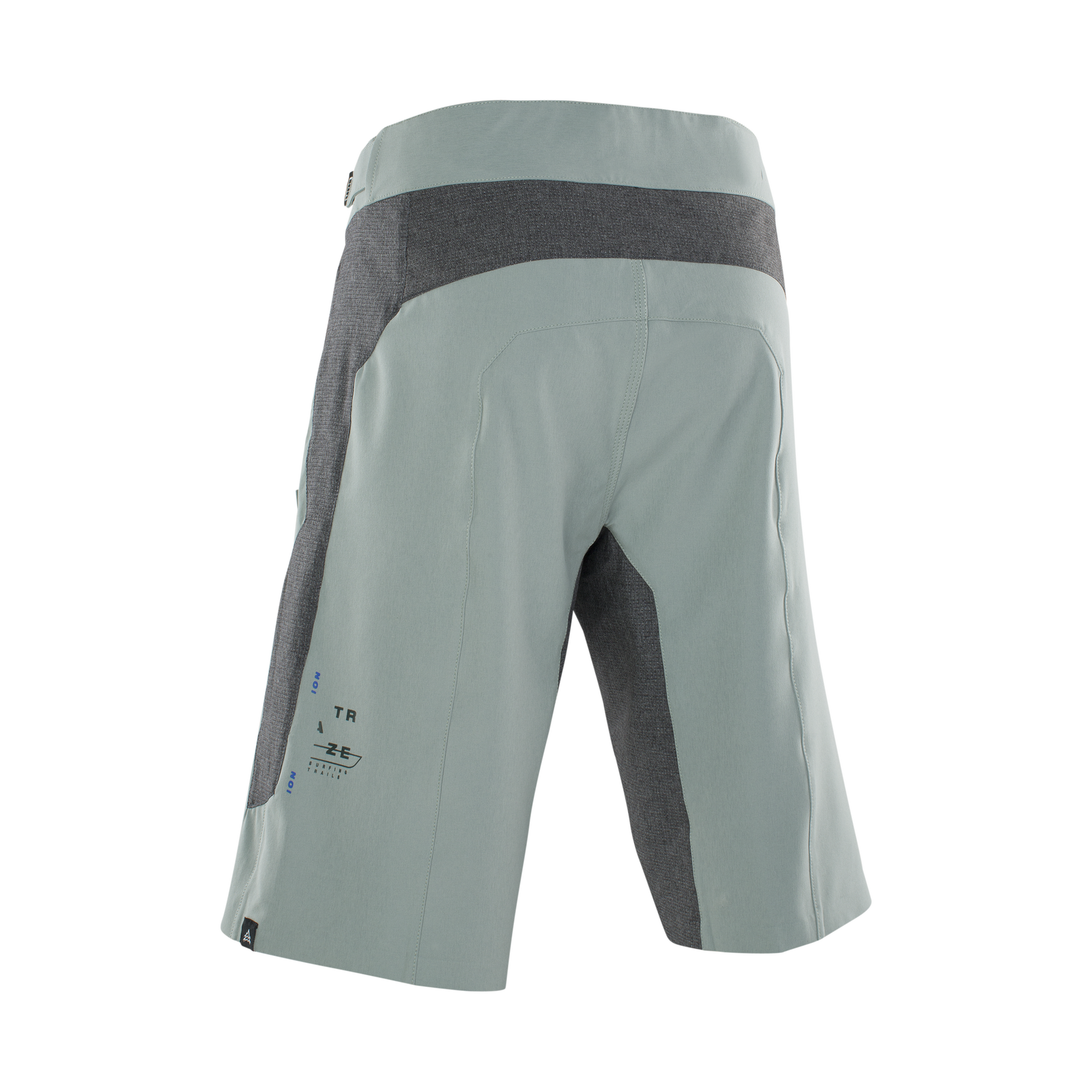 ION Bike Traze Amp AFT Cycling-Shorts in graublaugrün und anthrazit für Mountainbiking, Rückansicht