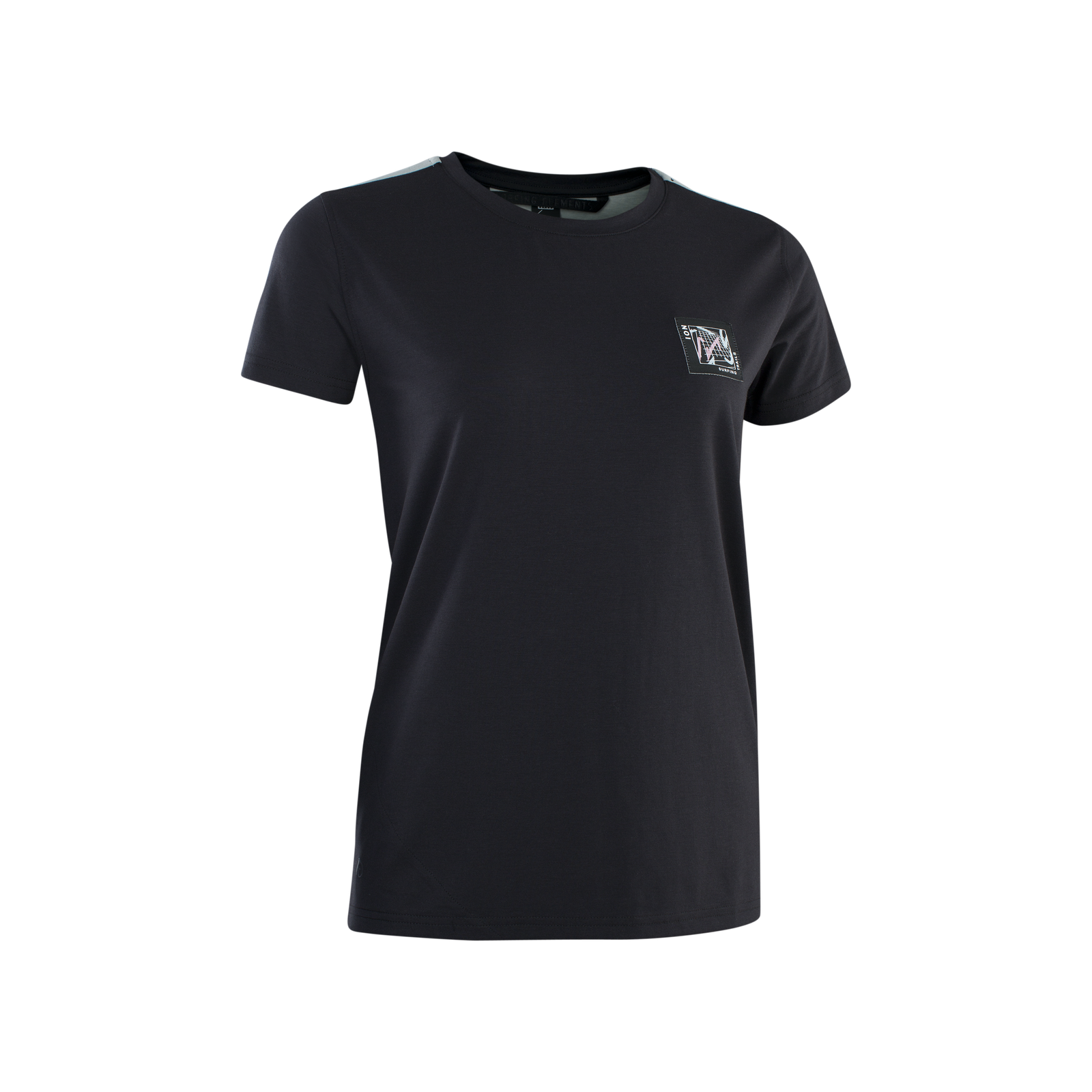 ION Bike Seek Amp SS women's cycling jersey in black with mint for mountain biking