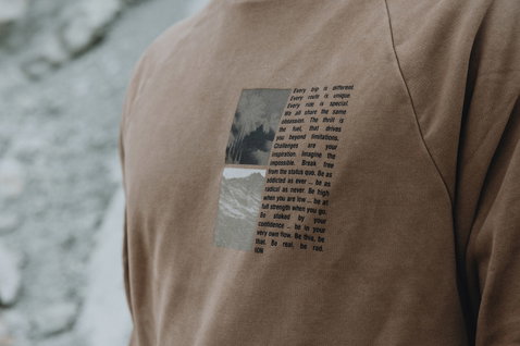 ION Surfing Elements Sweater Herren in sandbeige mit Grafikprint auf der Brust