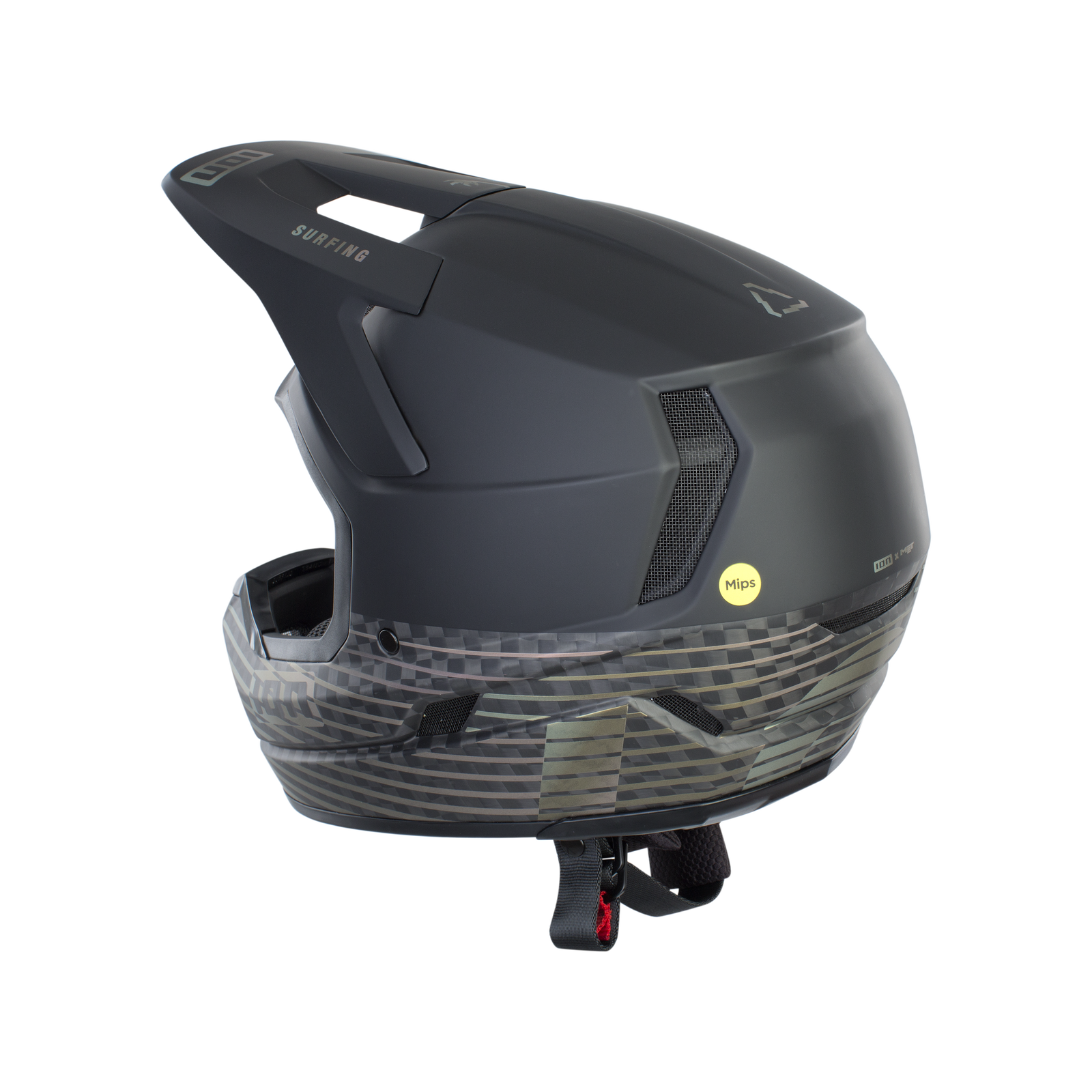 Casco integrale ION Bike Scrub Select MIPS in nero opaco con guscio in carbonio, vista tre quarti