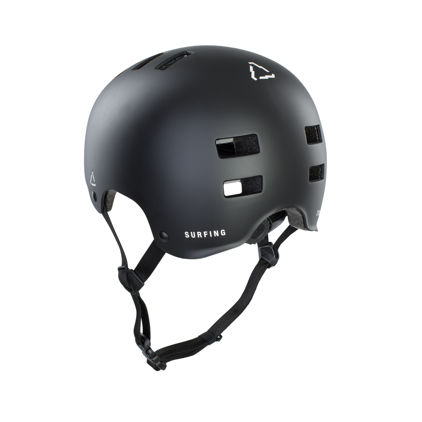 ION Seek helmet in matte black with ventilation slots and adjustable chin strap