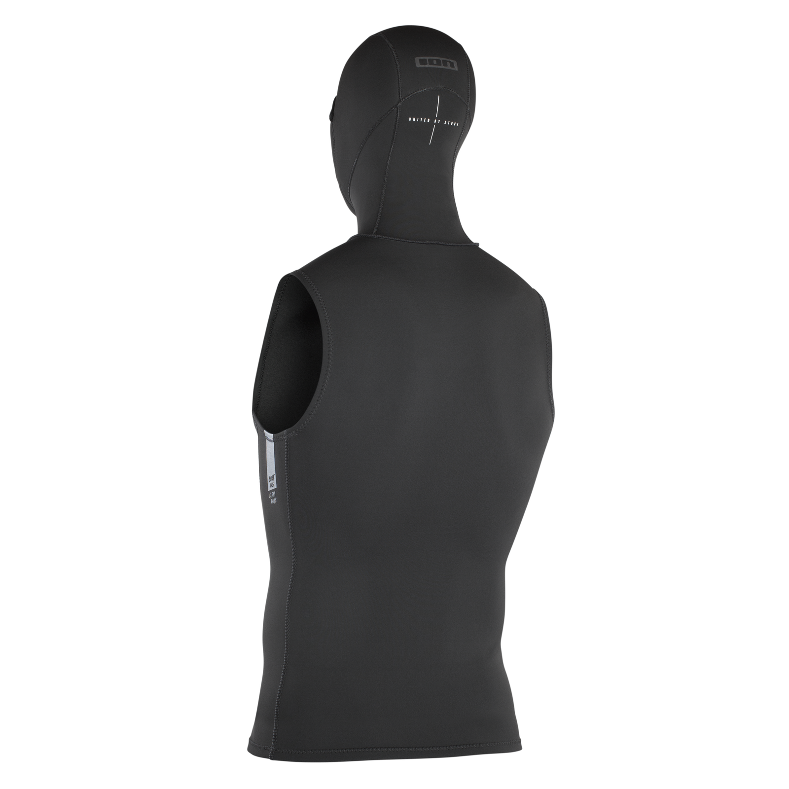ION Neo Top Hooded Vest 2/1 veste néoprène à capuche en noir — vue de dos