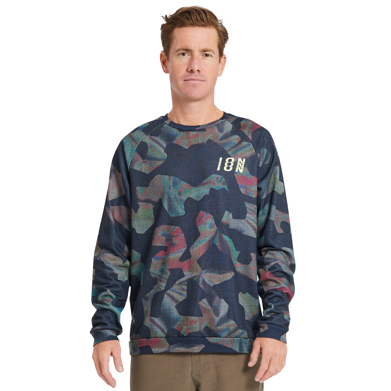 ION Sweater Allover Herren Crewneck Sweatshirt in dunkelblau mit Camo-Allover-Print