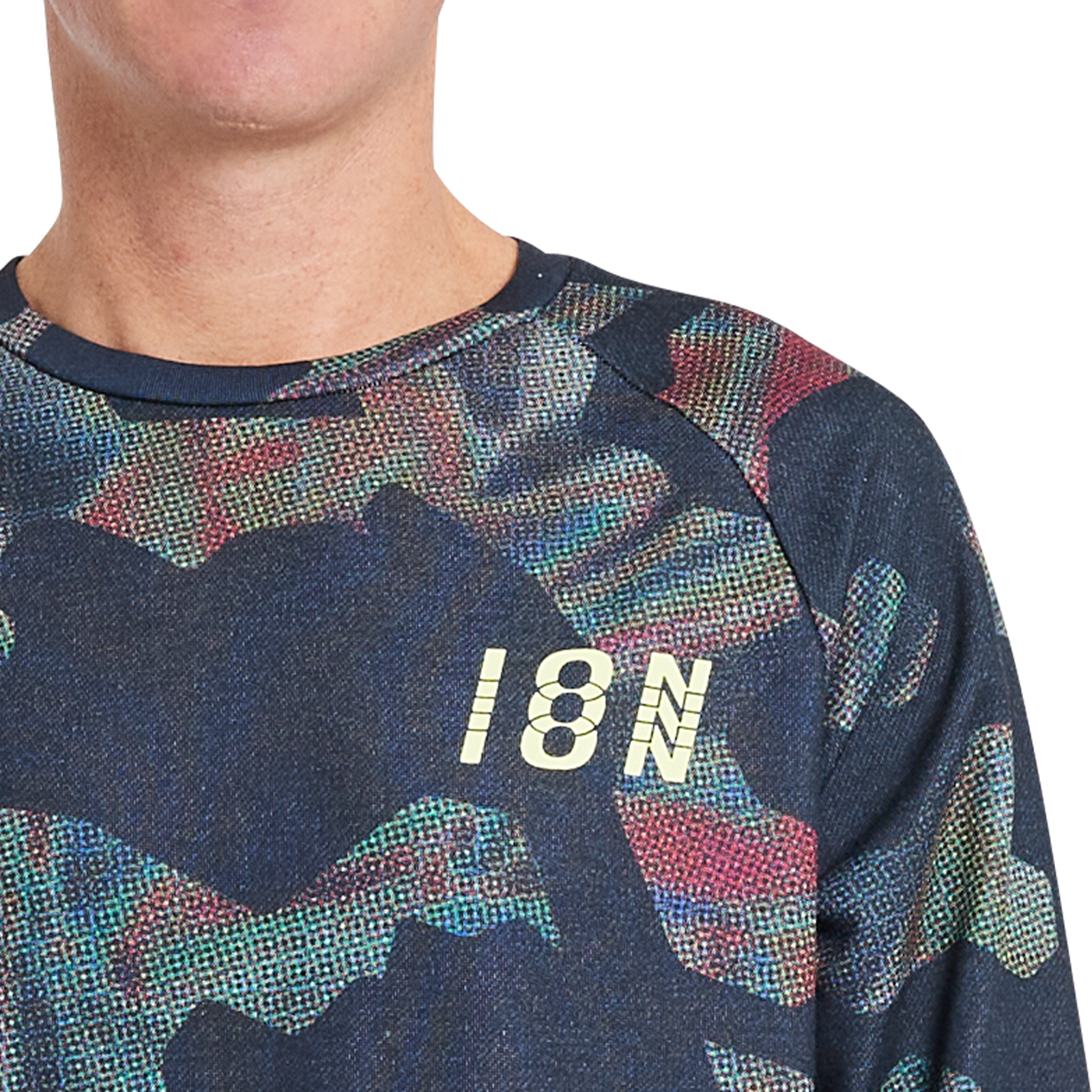 ION Sweater Allover Herren Langarm-Radtrikot in navy mit Allover-Camo-Print