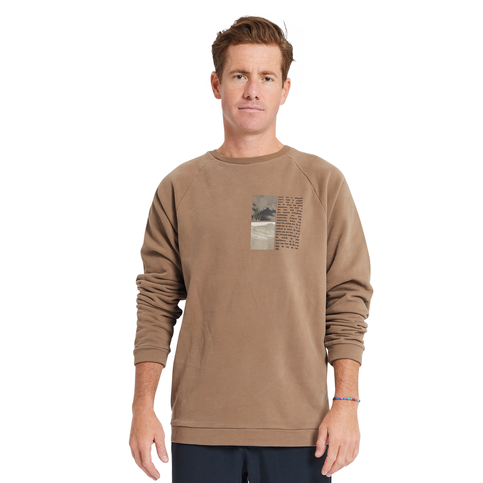 ION Sweater Surfing Elements Herren Crew-Neck Sweatshirt in warm braun mit Surf-Grafikprint