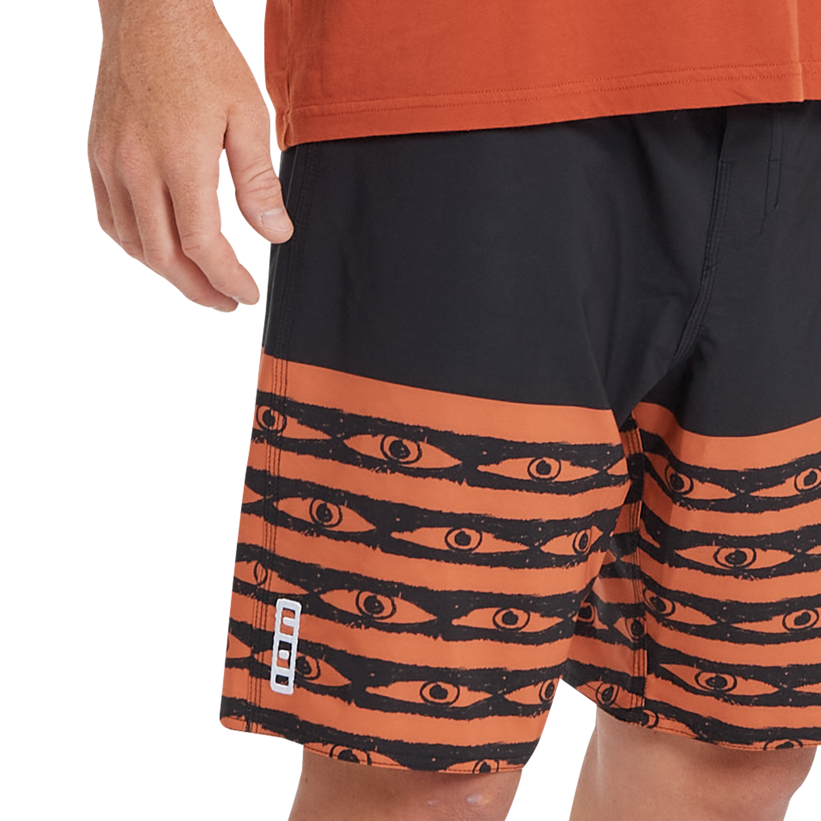 Boardshort ION Slade 19" homme en noir et terracotta avec imprimé graphique