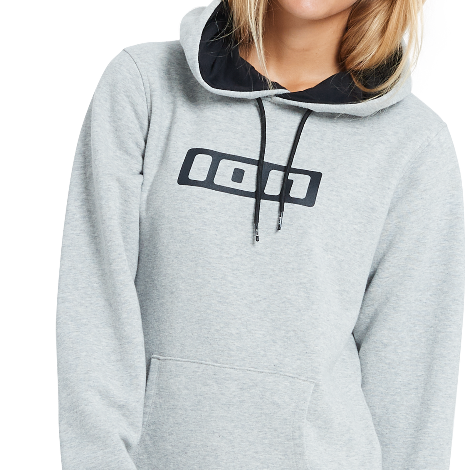 ION Hoody Logo women's hoodie in light grey with large ION logo print