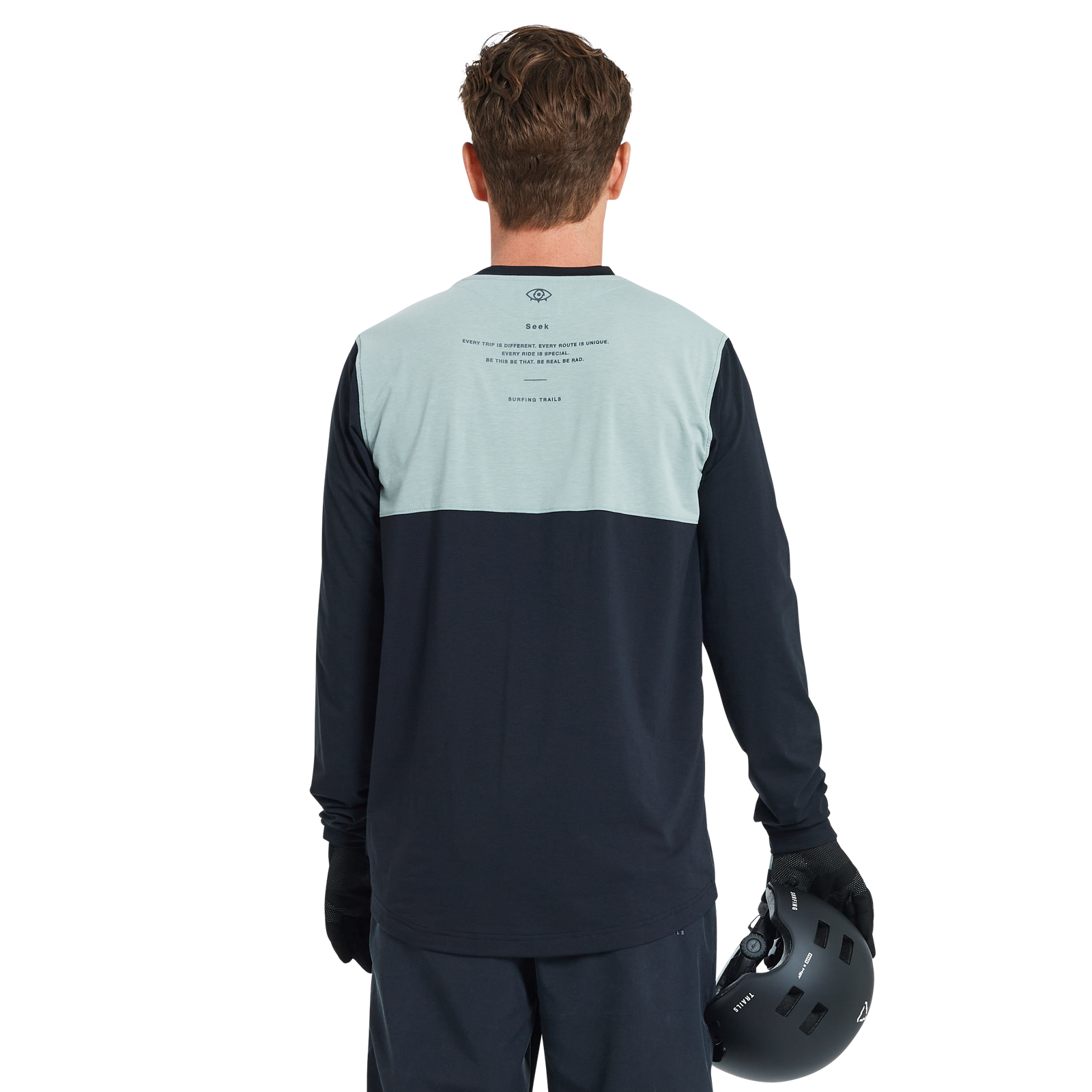 ION Bike Seek Amp Langarm-Radtrikot Herren in dunkelgrau und mint für Mountainbiking