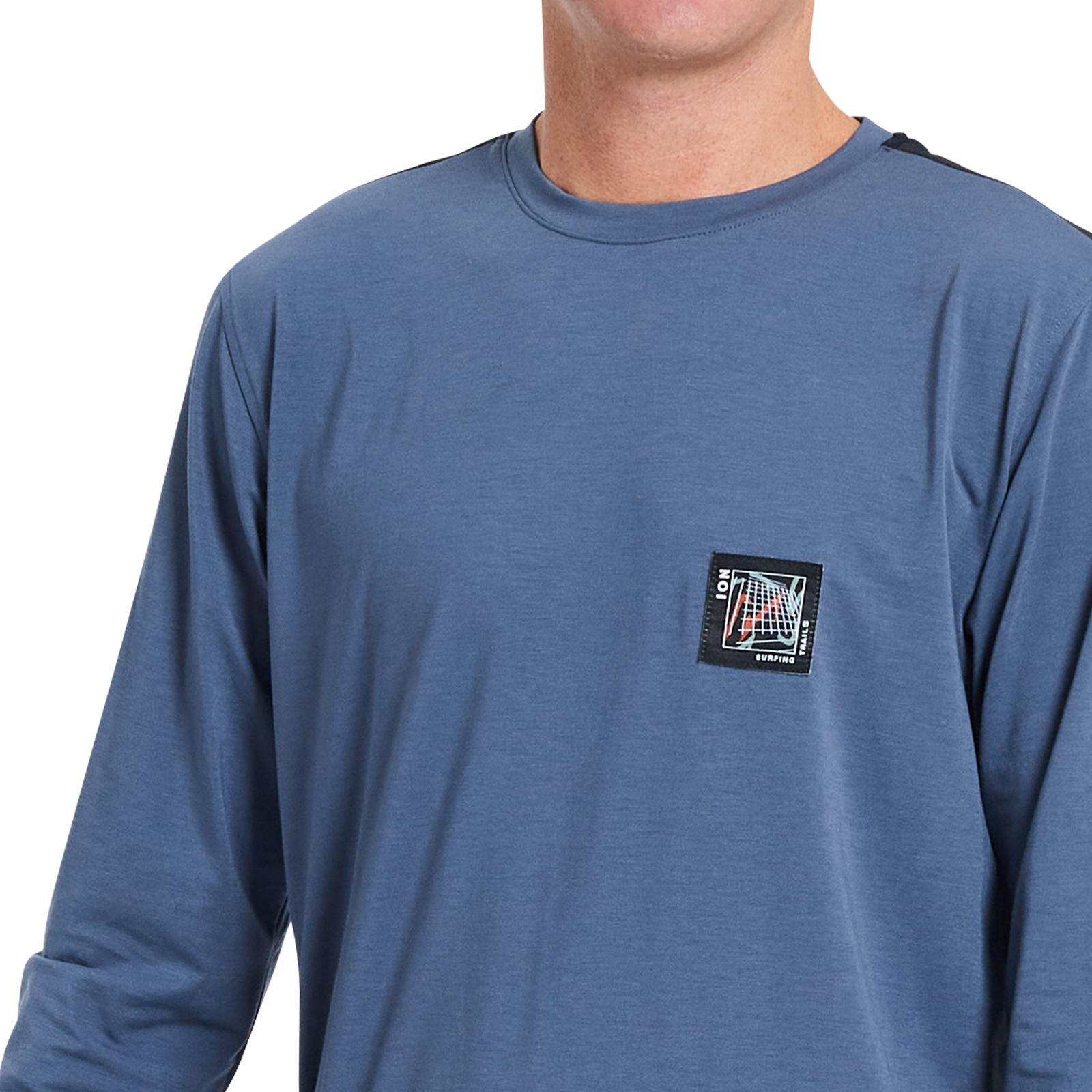 ION Bike Seek Amp LS long-sleeve men's jersey in slate blue for mountain biking