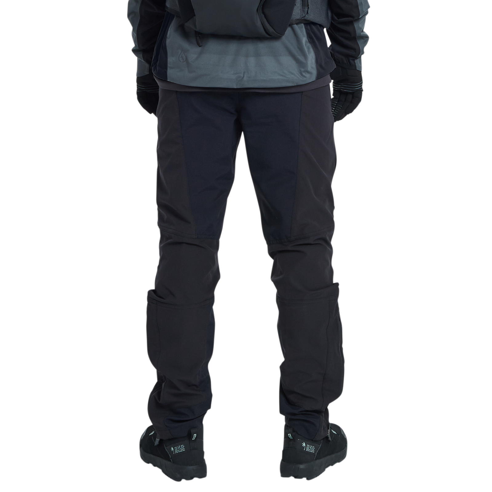 ION Shelter Pants 4W Softshell cycling pants in black for mountain biking, rear view