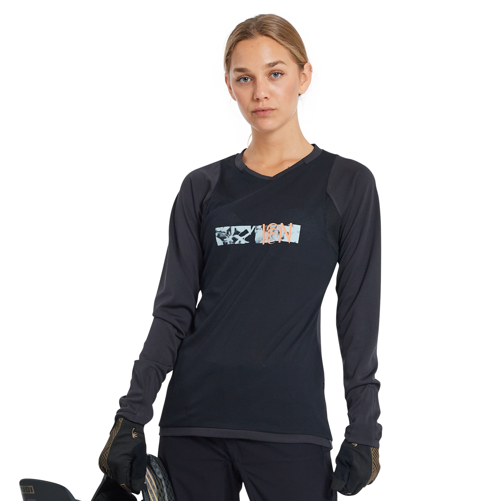 ION Bike Scrub Amp LS Damen Langarm-Biketrikot in schwarz für Enduro und Mountainbiking
