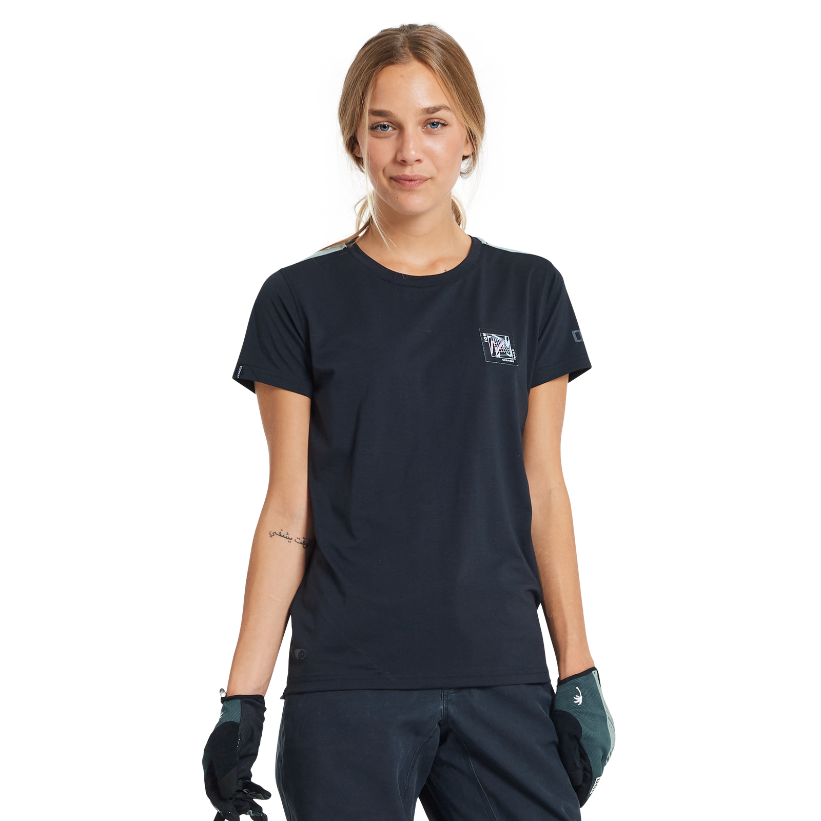 ION Bike Seek Amp women's short-sleeve cycling jersey in dark navy for mountain biking