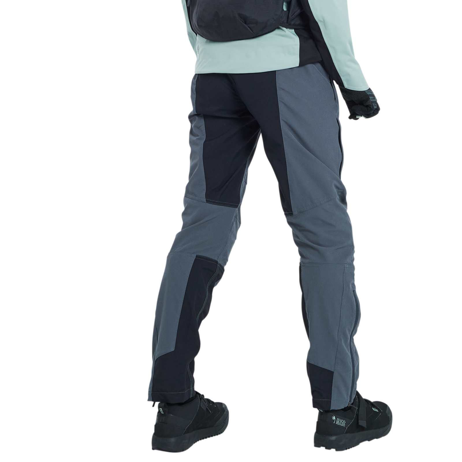 Pantaloni ciclismo MTB donna ION Shelter 4W Softshell in grigio ardesia e nero – vista posteriore