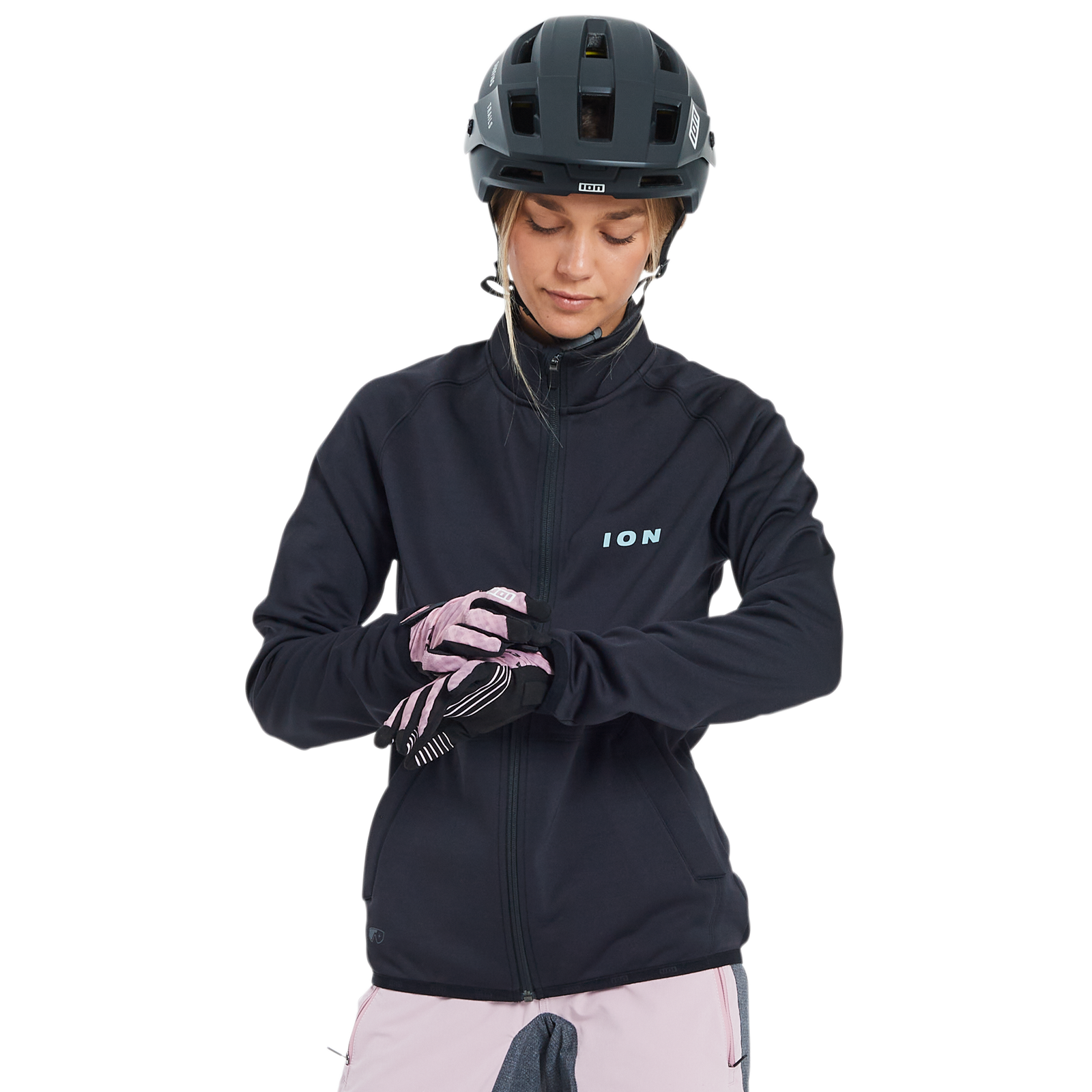 ION Bike Traze Amp Full Zip Damen Bike Sweater in dunkelgrau für Mountainbiking