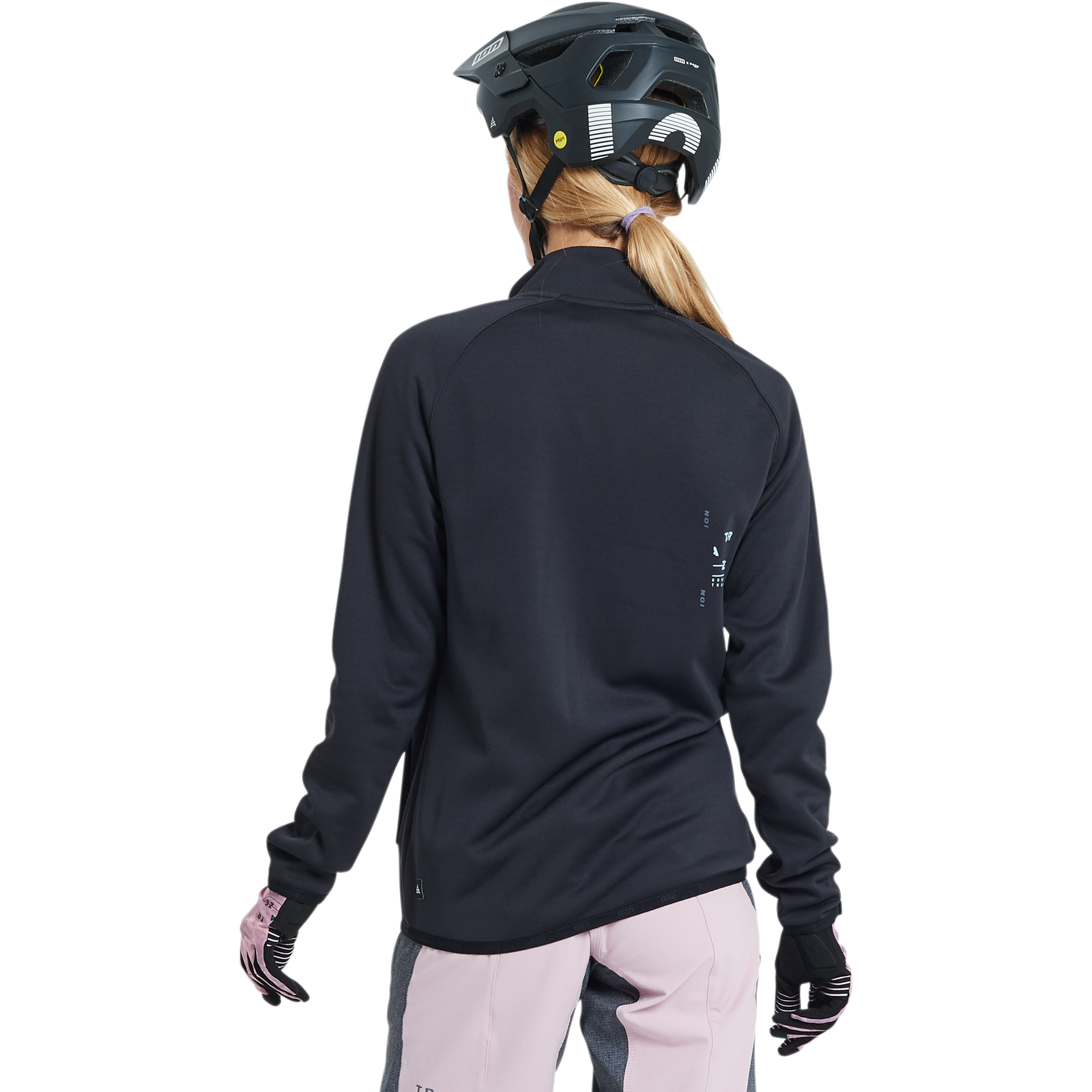 ION Bike Traze Amp Full-Zip Damen Radtrikot in schwarz für Mountainbiking – Rückenansicht