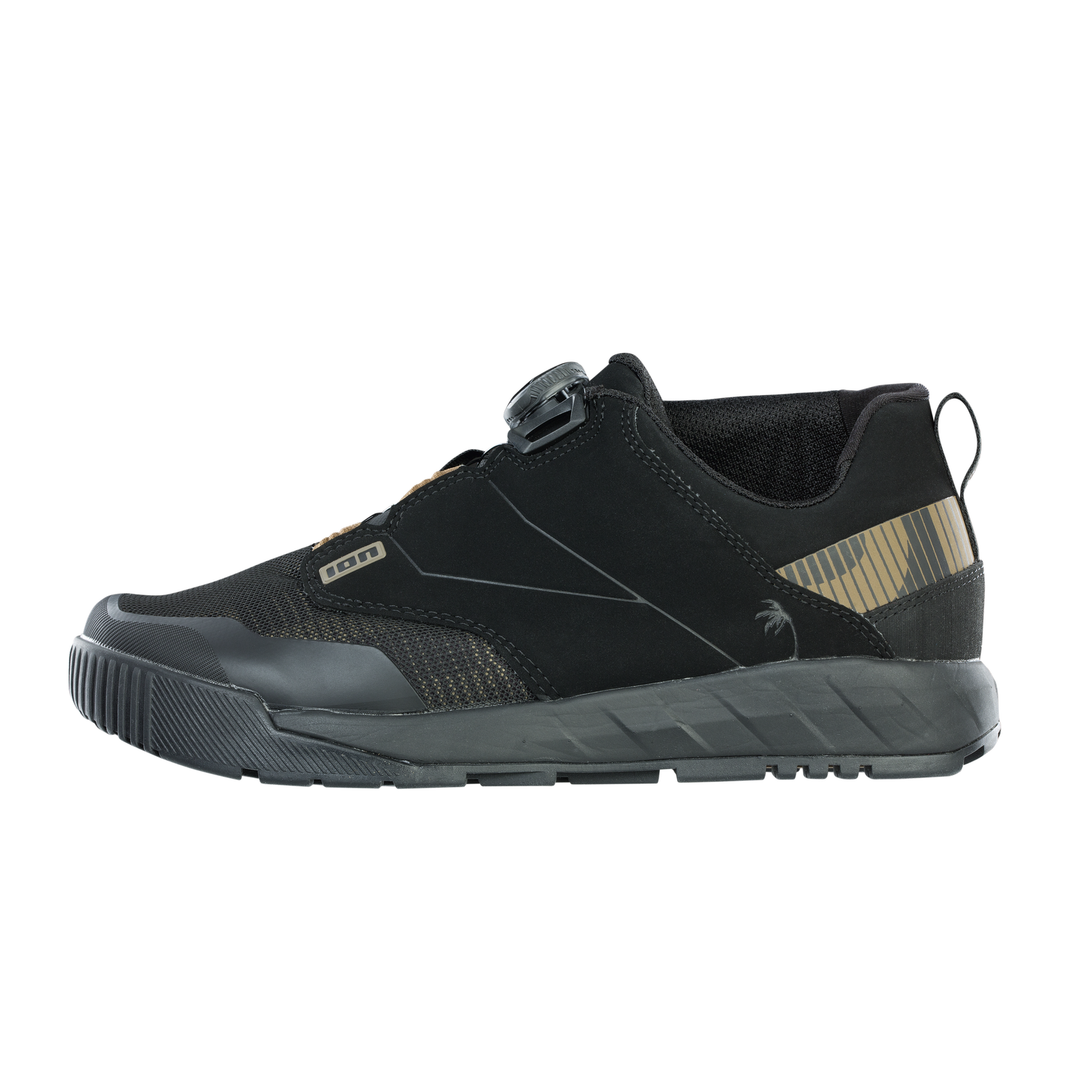 ION Rascal Select BOA bike shoes in black and dark gold, lateral view