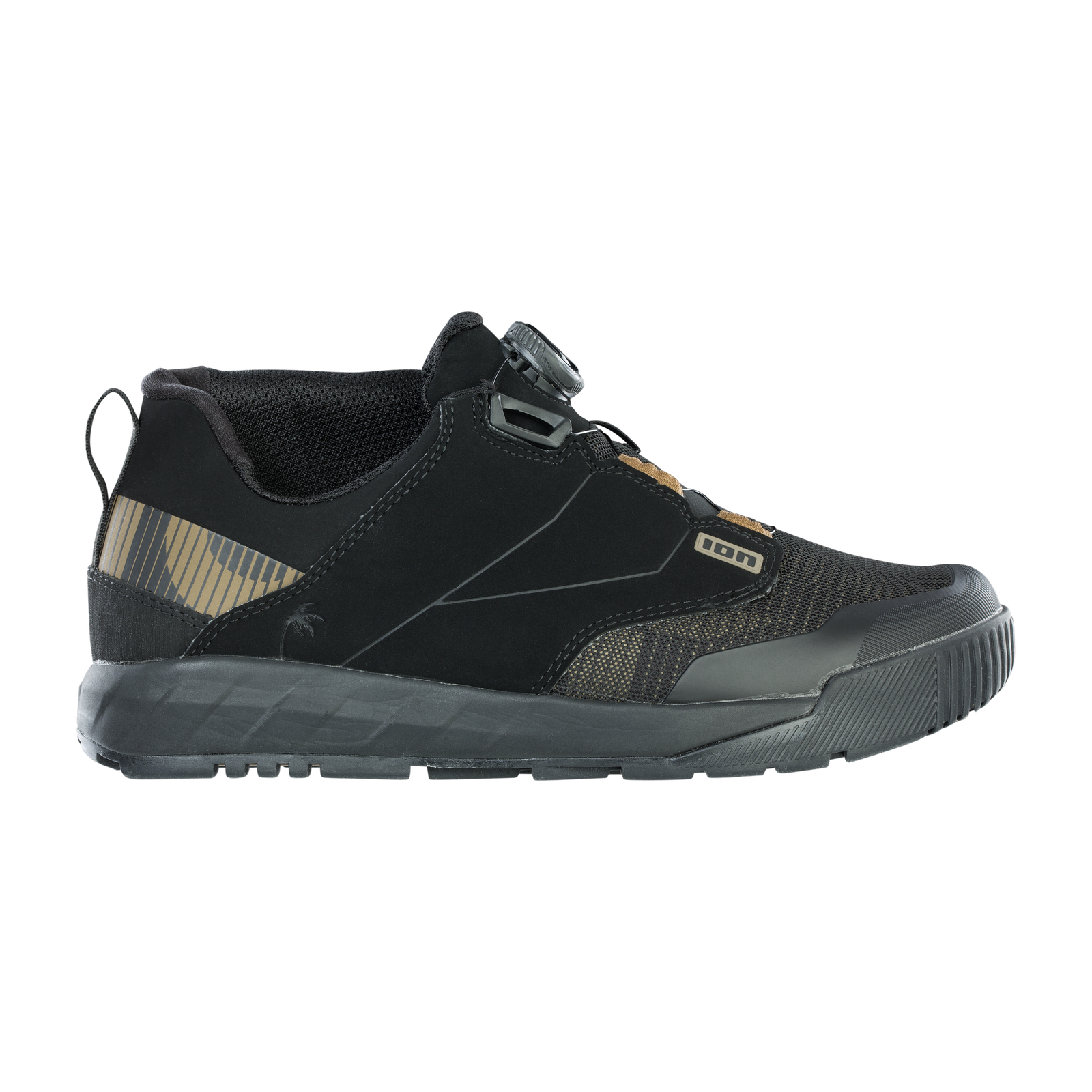 ION Rascal Select BOA MTB bike shoes in black and dark gold, lateral view