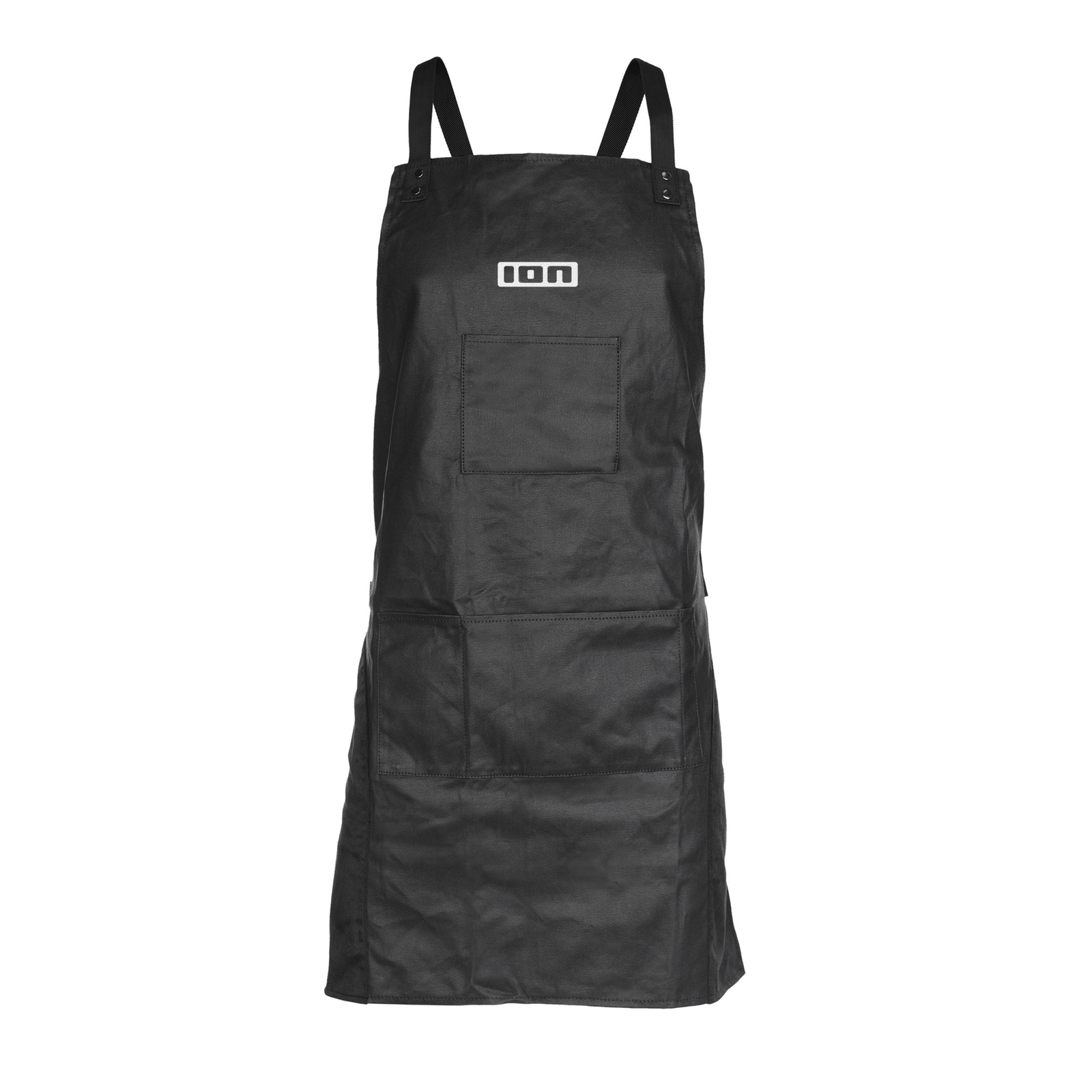 ION Bike Apron Werkstattschürze Onesize in schwarz aus gewachstem Canvas mit Kreuztragegurt