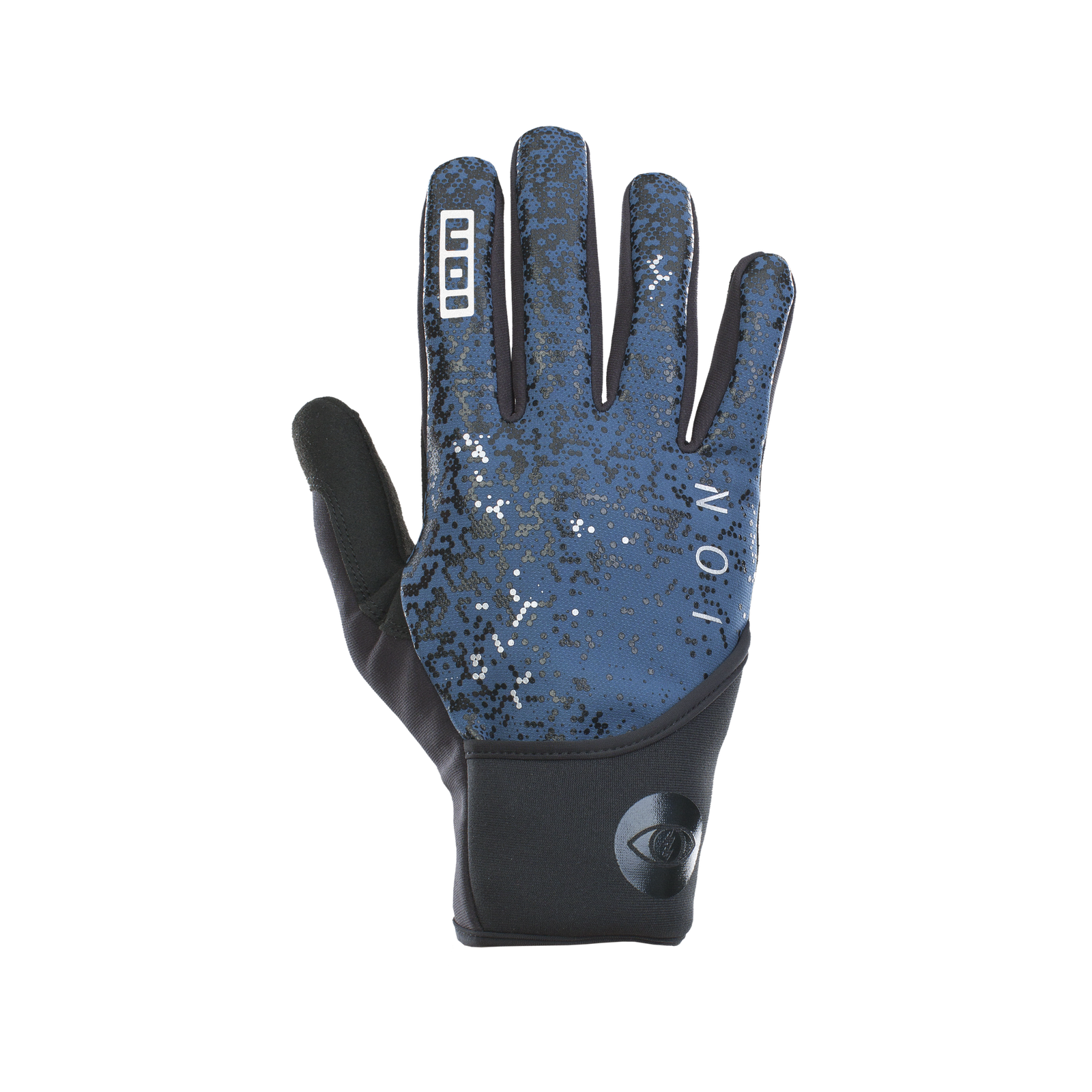 ION Haze Amp full-finger bike gloves in ocean blue and black