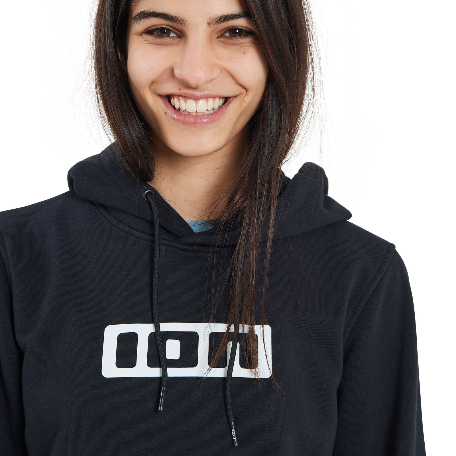 ION Hoody Logo Damen Kapuzenpullover in schwarz mit weißem ION-Logo