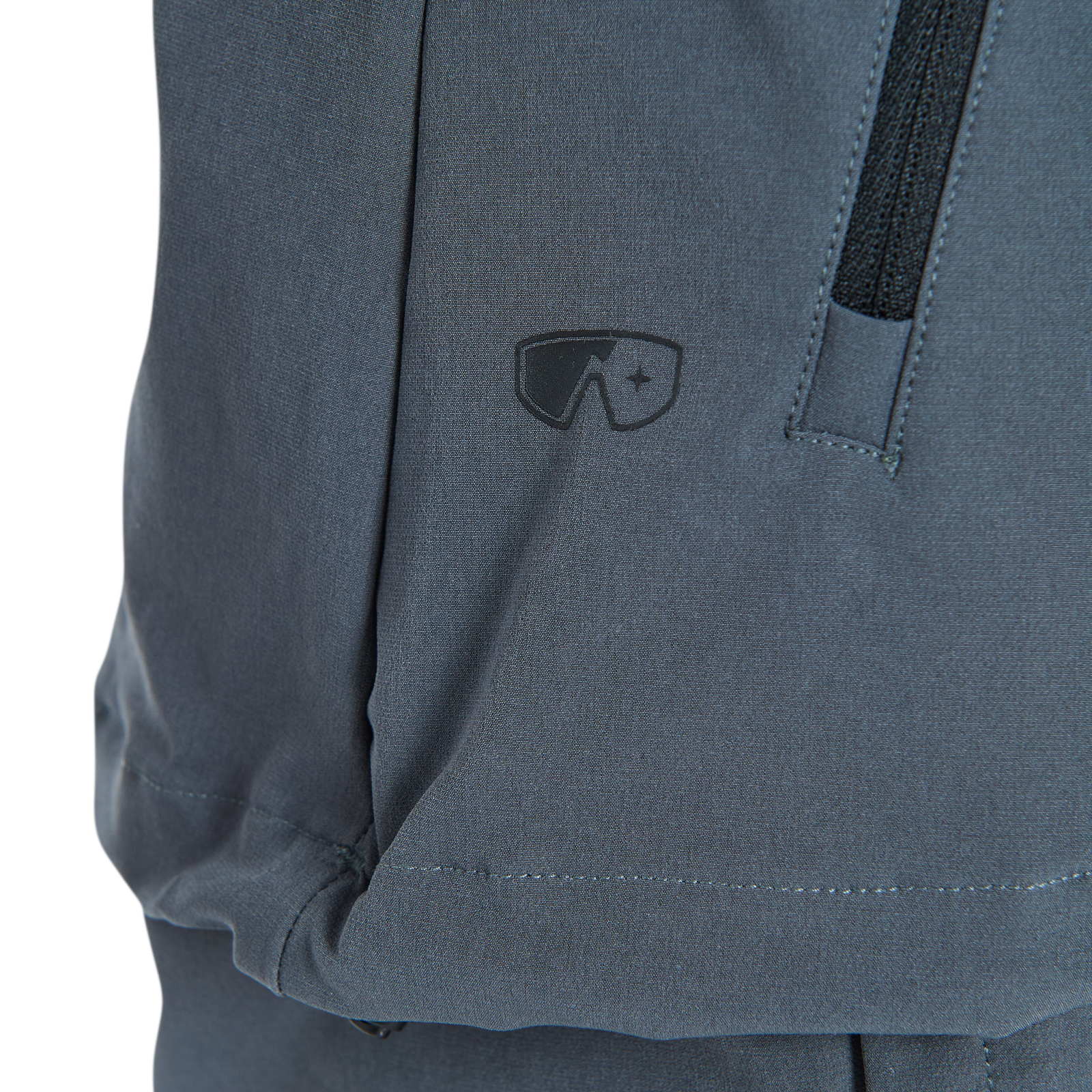 ION Shelter 4W Softshell women's cycling jacket in slate grey for mountain biking — chest pocket detail