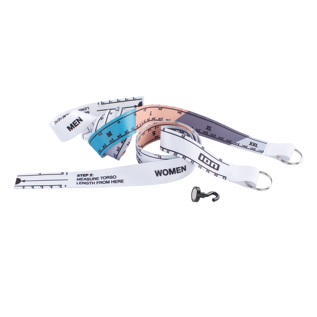 ION Harness Ergonomics Measuring Set colour-coded measuring tapes in white, cyan, salmon and grey