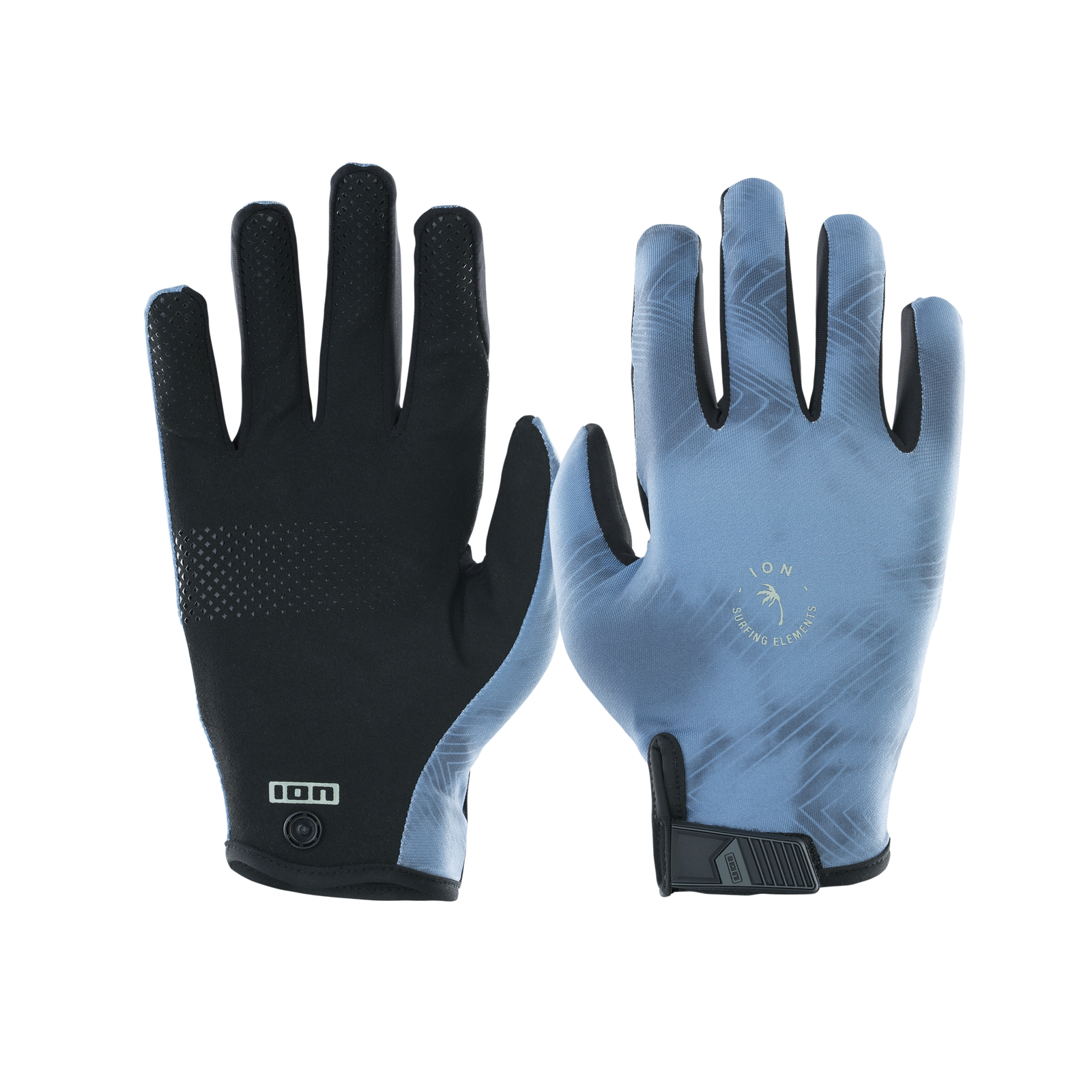 Gants doigts complets ION Amara pour sports nautiques en bleu ardoise et noir, vue paume et dos