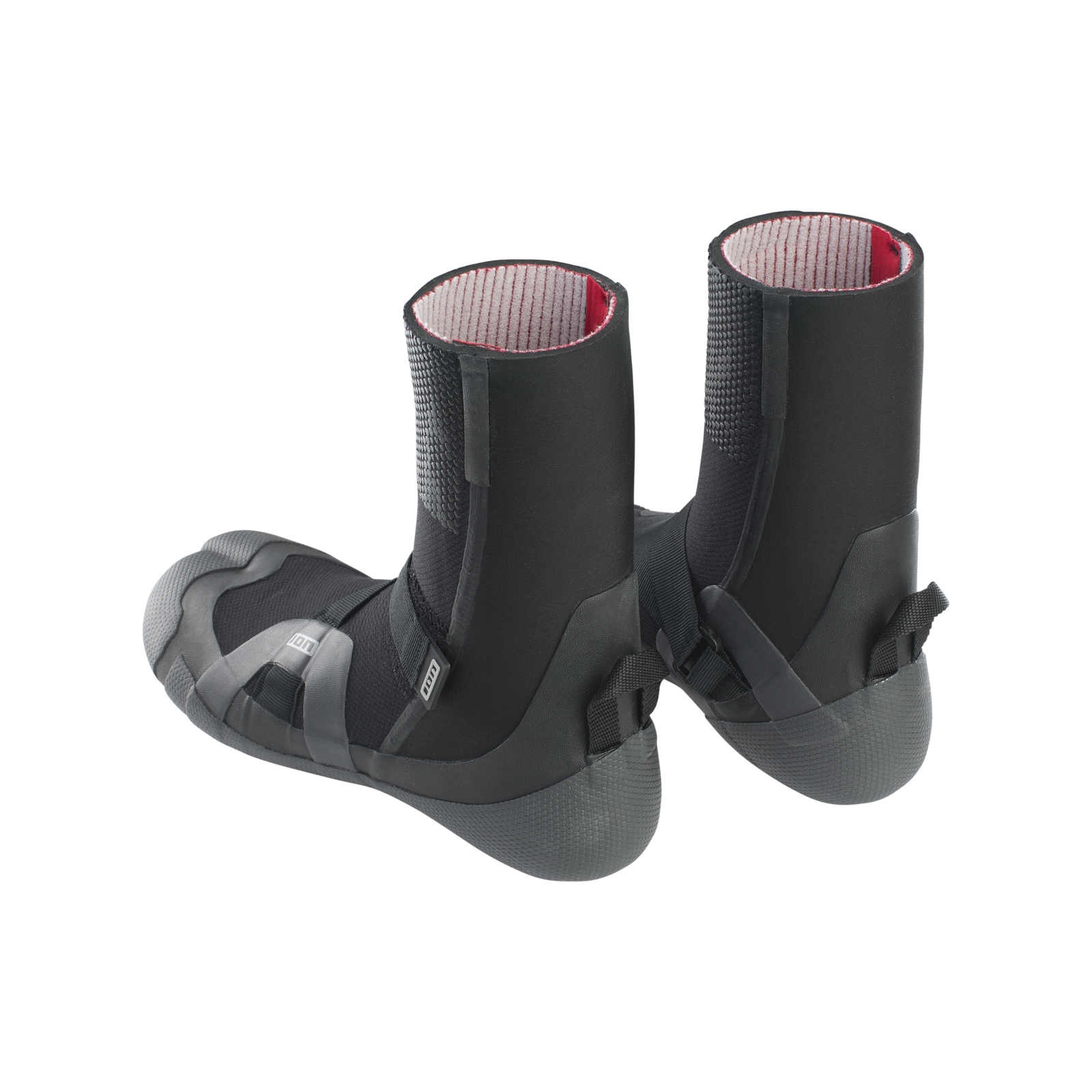 ION Ballistic Boots 6/5mm neoprene boots internal split toe in black, pair three-quarter view