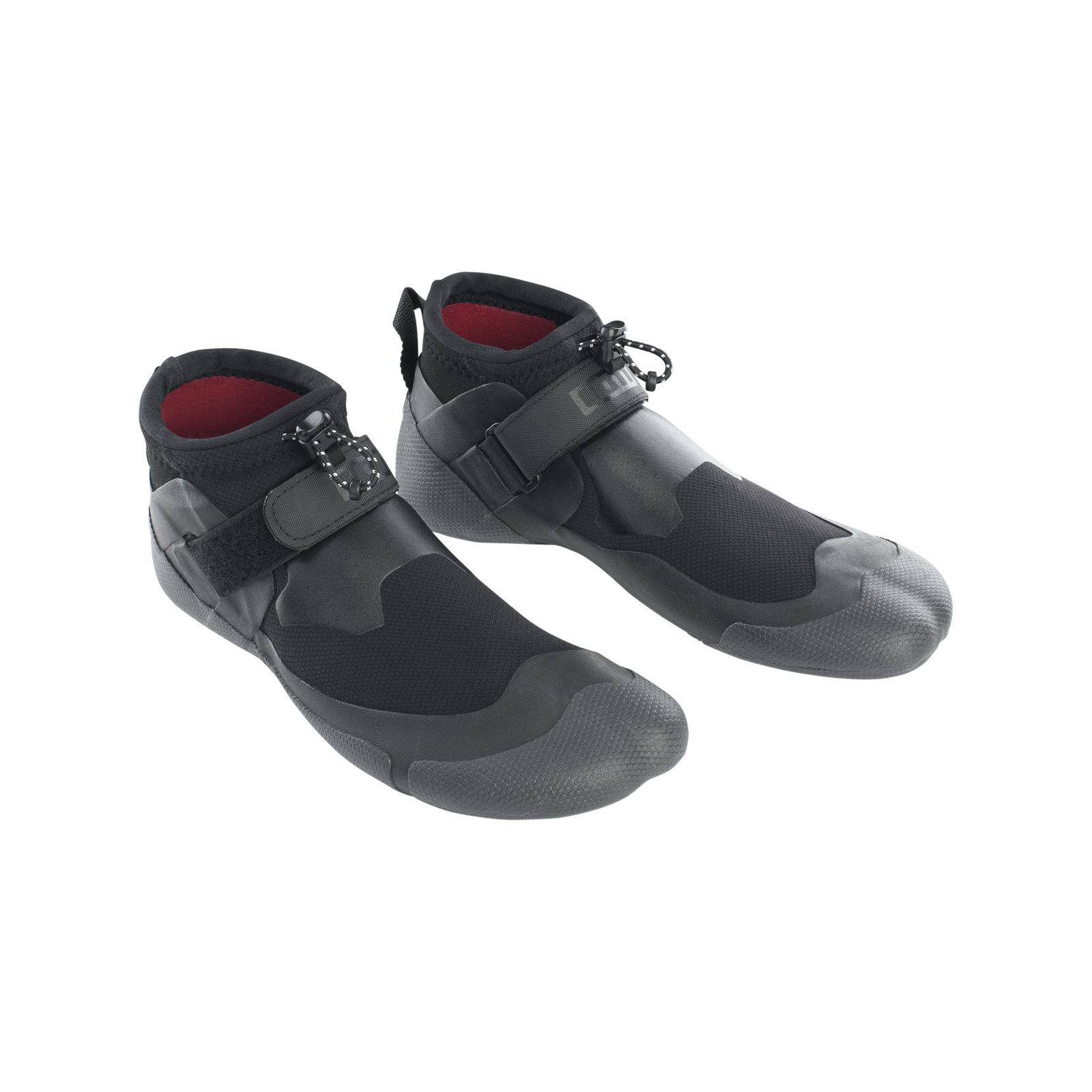 ION Ballistic 2.5 Internal Split neoprene boots in black with velcro strap and draw cord