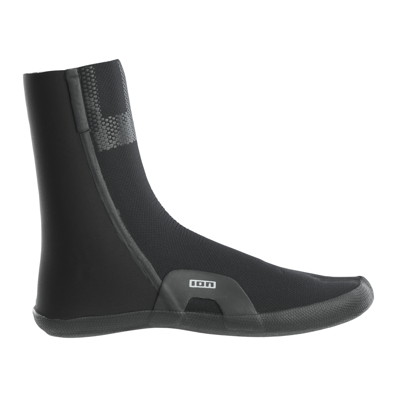 ION Ballistic 6/5mm internal split-toe neoprene boot in black, side view