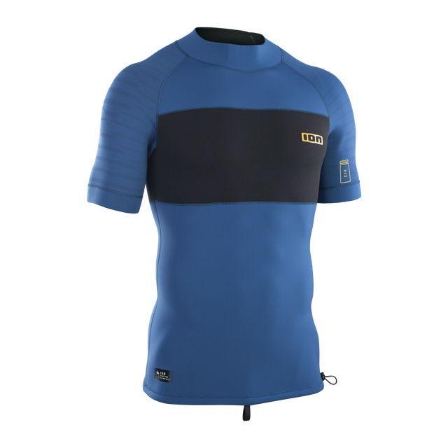 ION Neo Top 2/2mm short-sleeve neoprene top men in steel blue and black