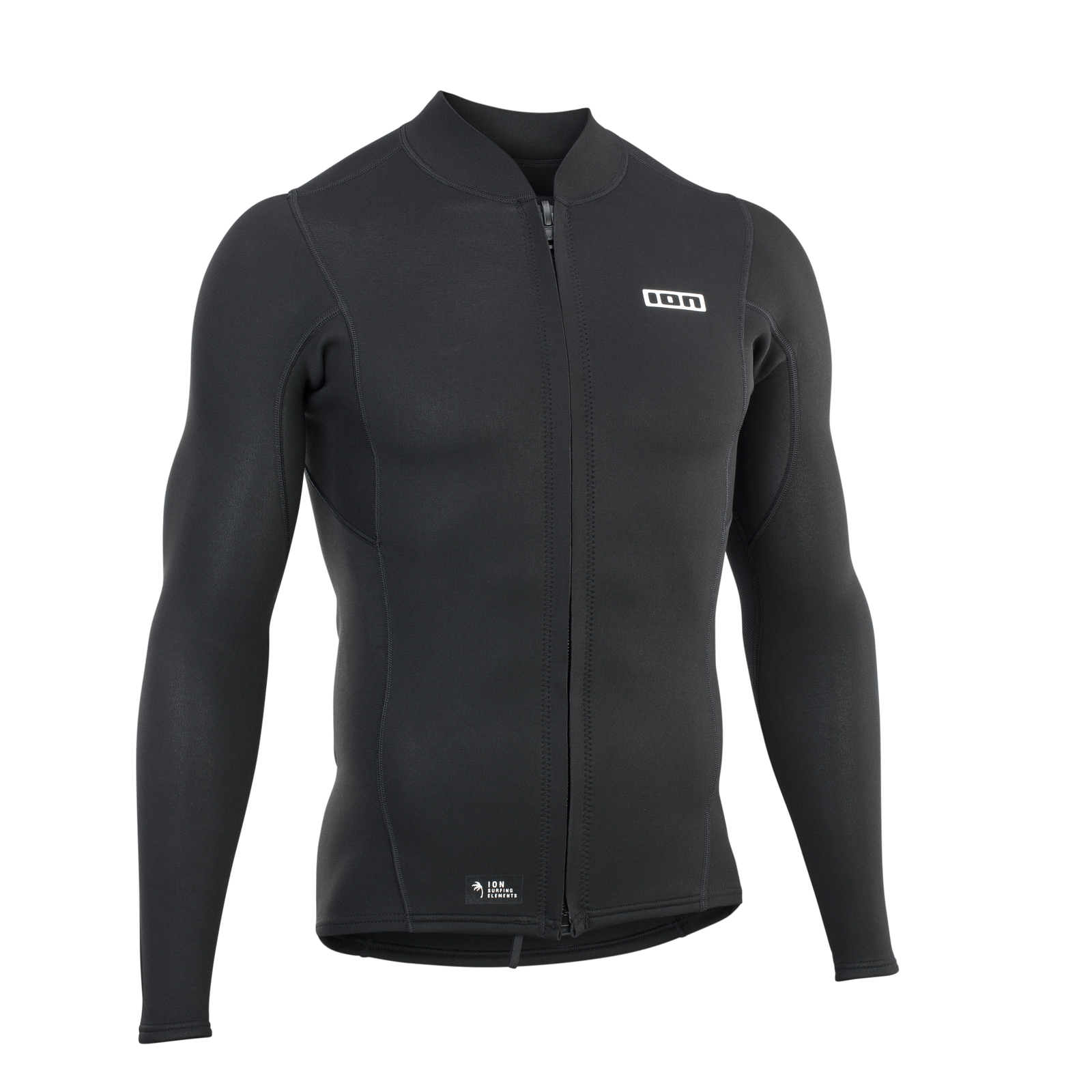 ION Neo Zip Top 2/1 Protection men's neoprene top in black with elbow protection, front view
