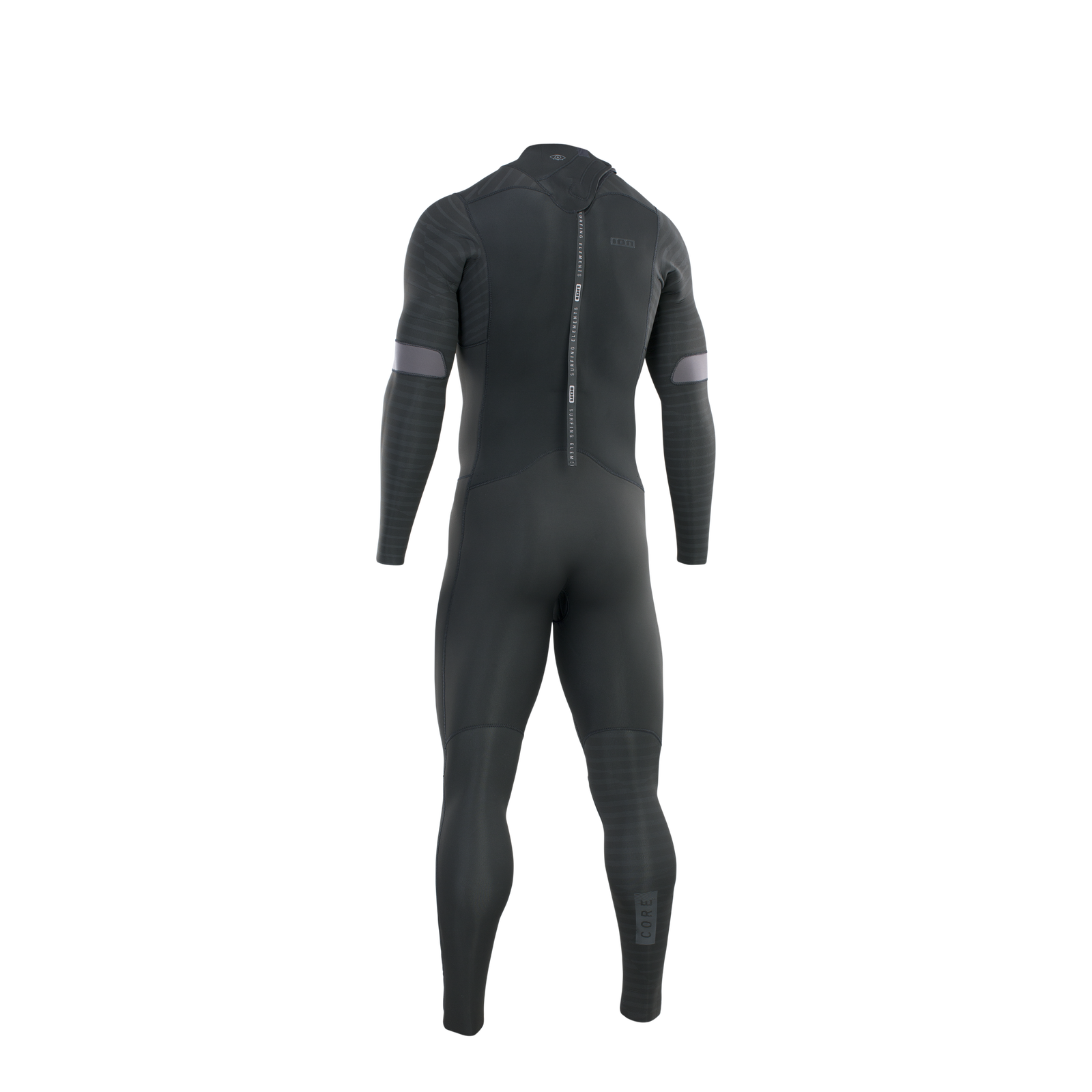 ION Seek Core 4/3mm back-zip fullsuit wetsuit in black — back view