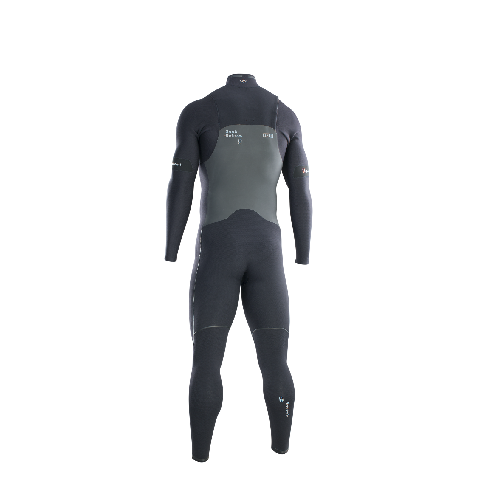 ION Seek Select 4/3mm front-zip fullsuit in black and dark grey