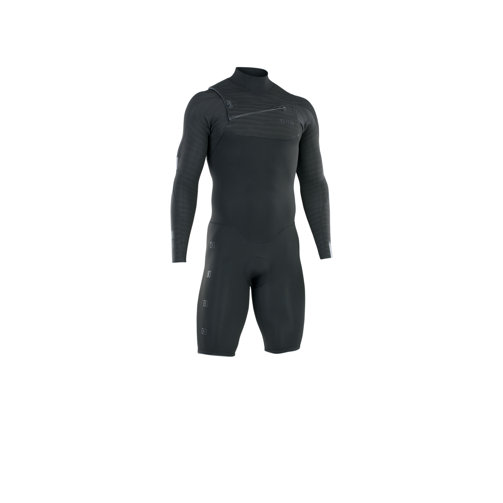 ION Seek Core 3/2mm long-sleeve shorty wetsuit with front zip in black