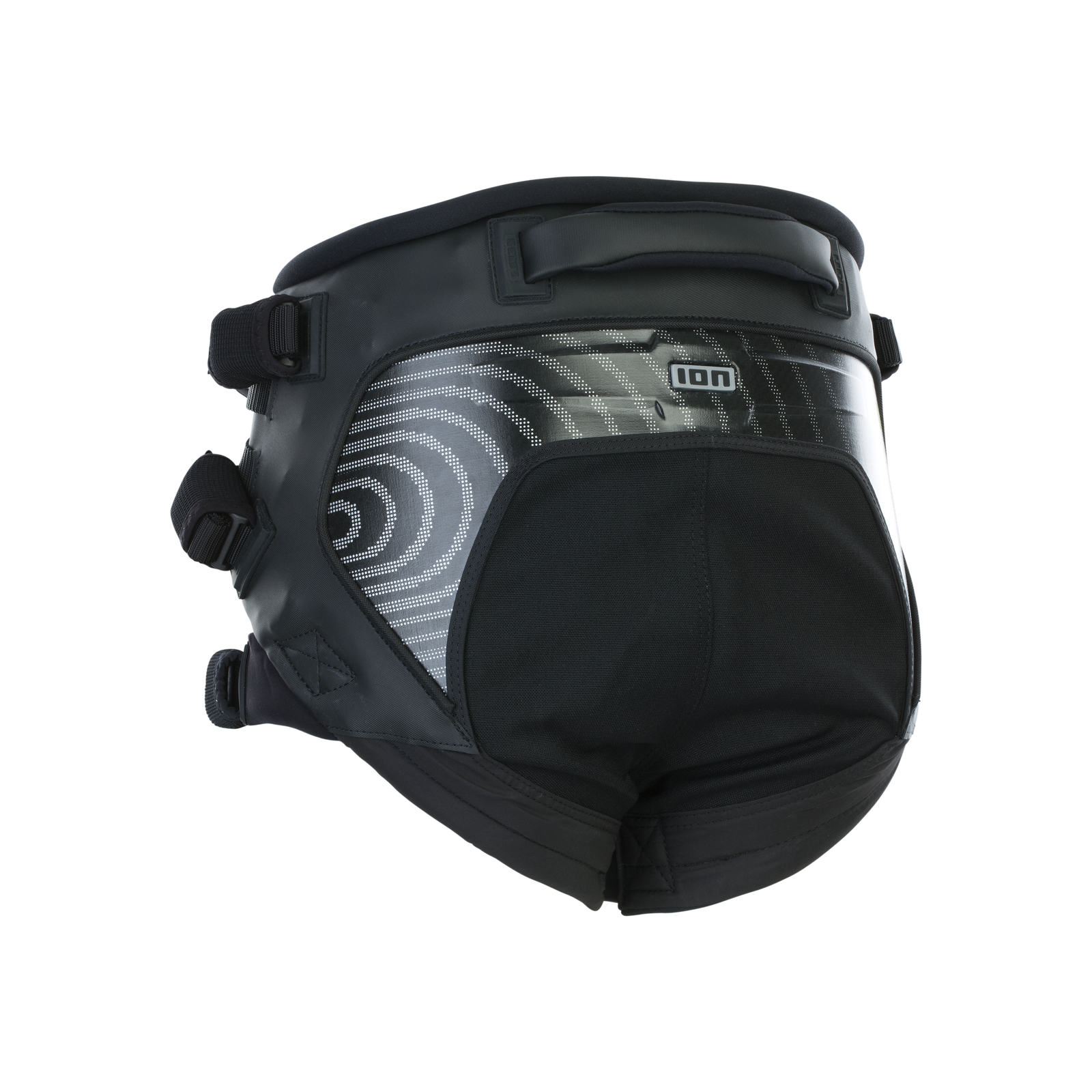 ION Radar seat harness in black with leg straps and Curv construction