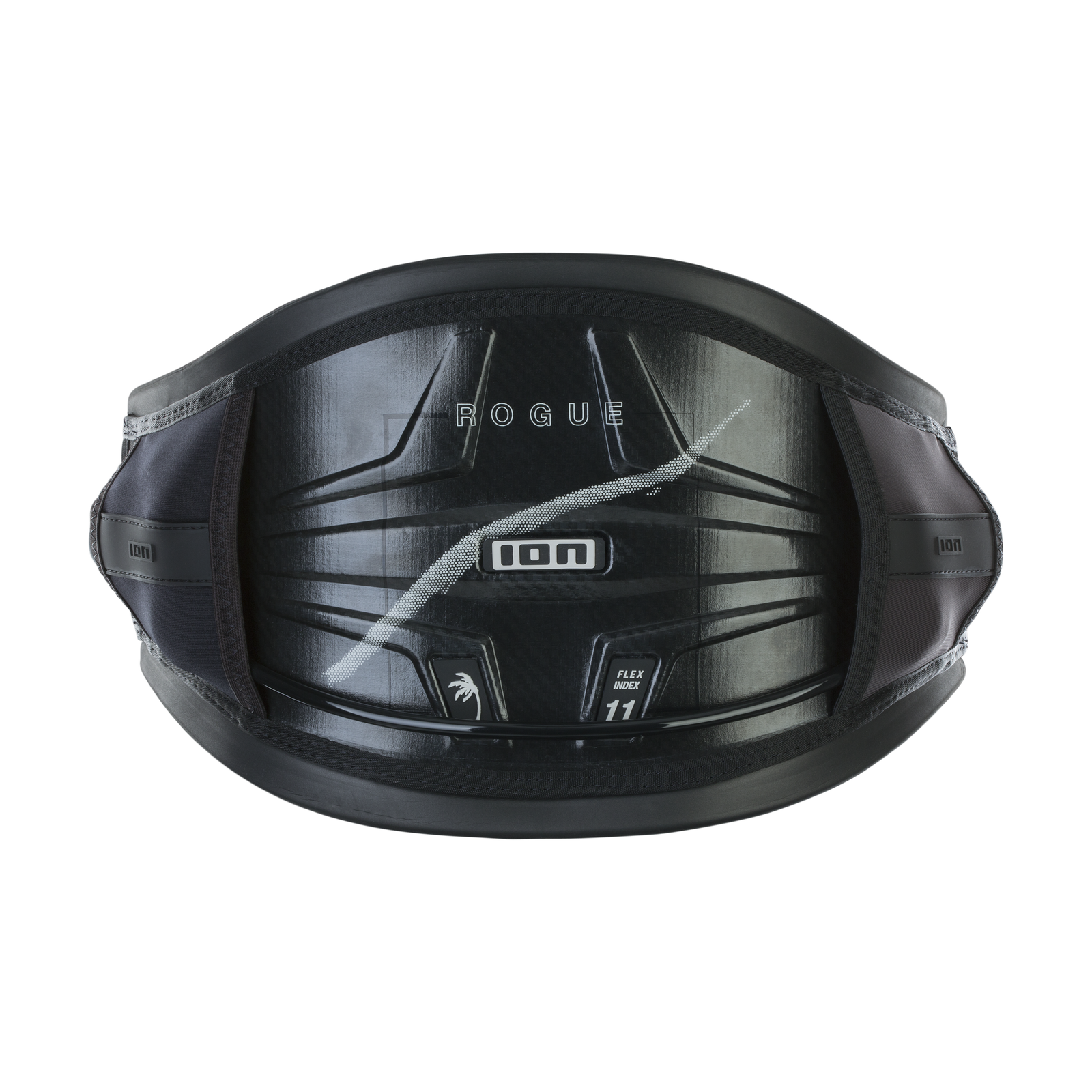 ION Rogue waist harness for wing foiling in black with CURV back plate