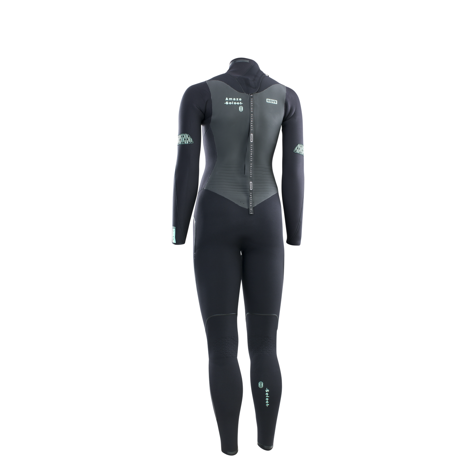 ION Amaze Select 5/4mm Backzip Neoprenanzug in schwarz und dunkelgrau, Rückansicht