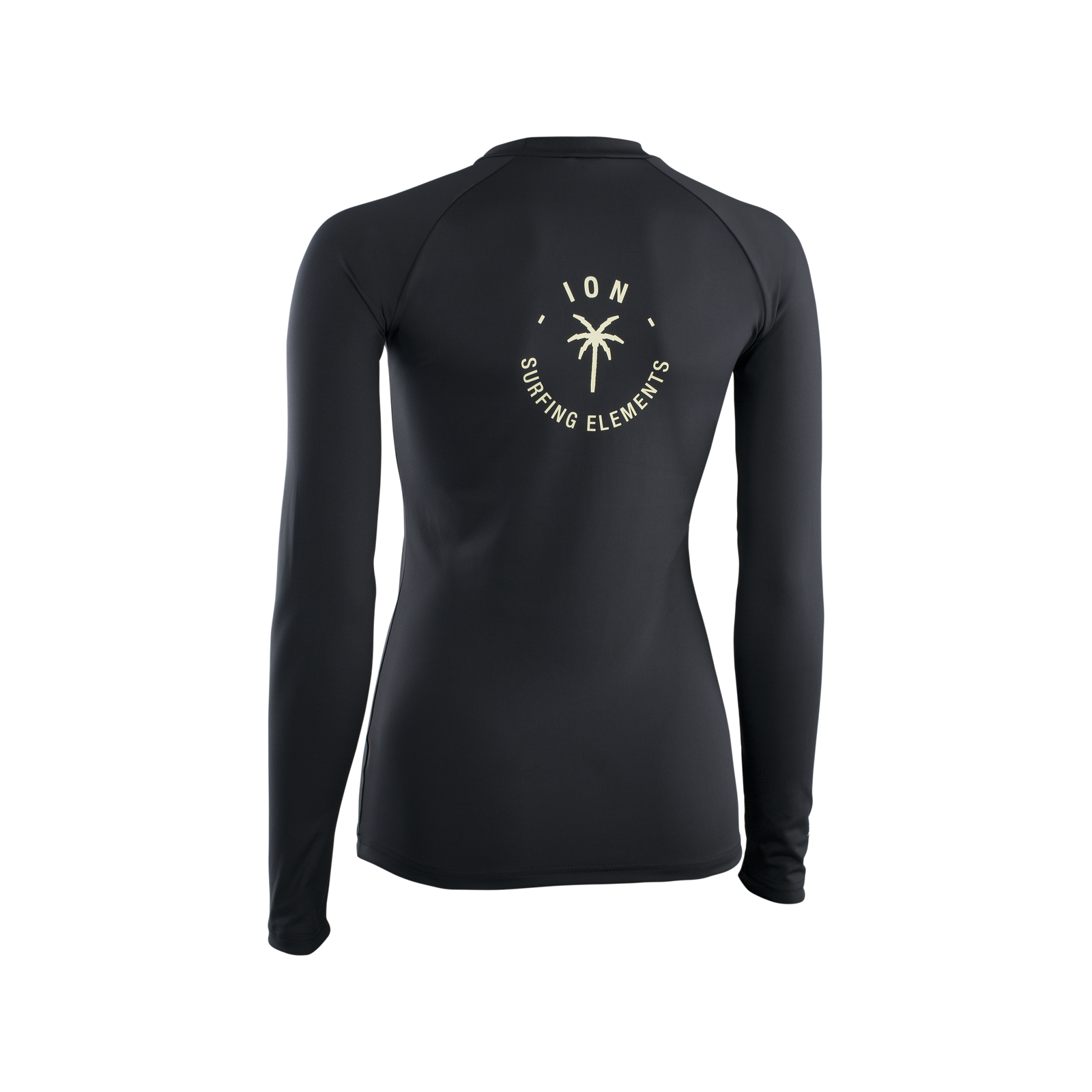 ION Water Rashguard LS Damen Langarm-Shirt in schwarz mit ION Surfing Elements Logo, Rückenansicht