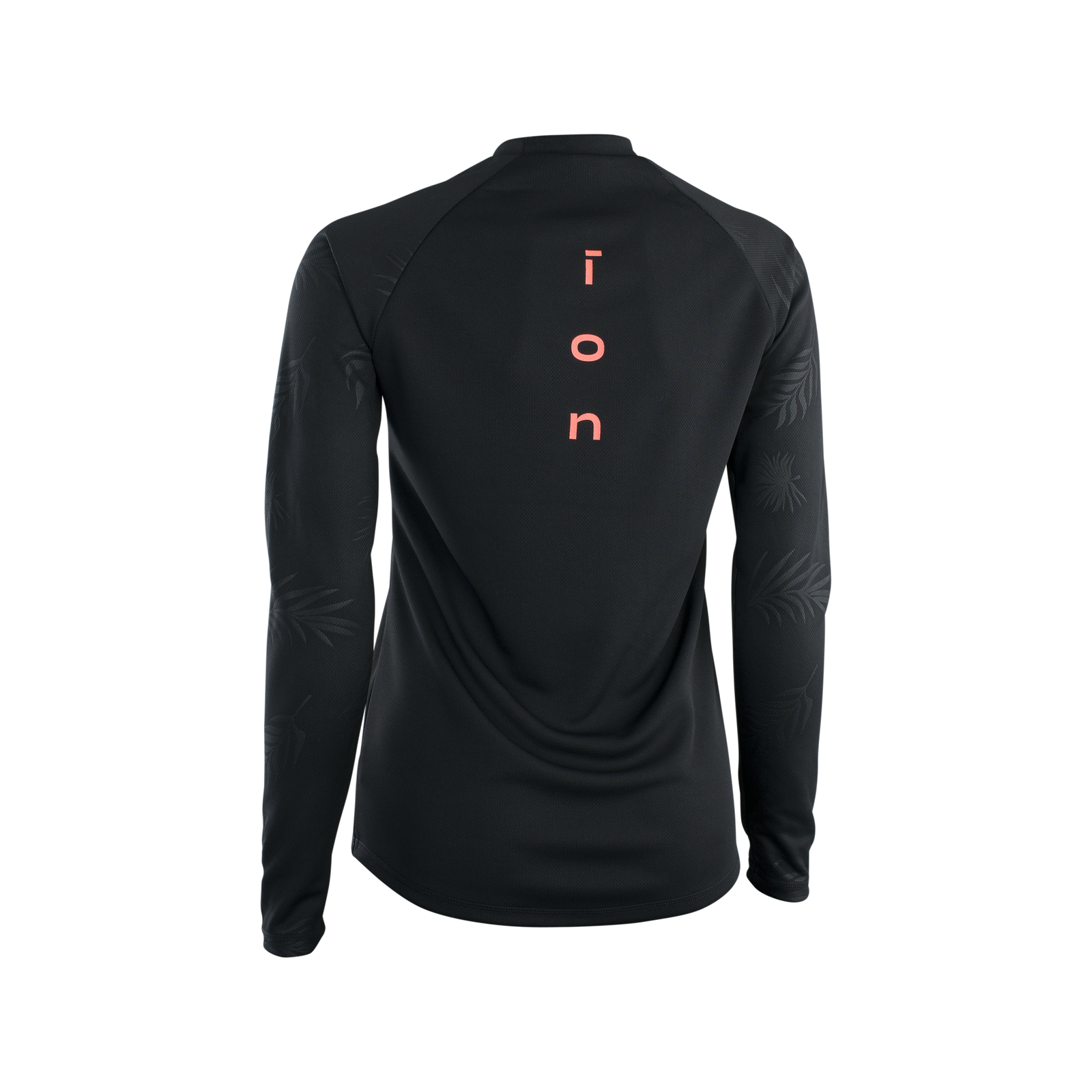 ION Wetshirt LS top manga comprida mulher em preto com logótipo coral — vista traseira