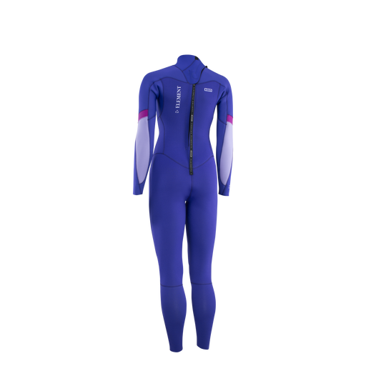 ION Element 4/3mm back-zip fullsuit wetsuit in royal blue, lilac and magenta