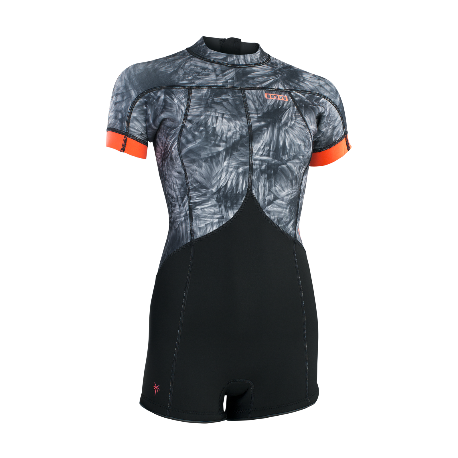 ION Amaze 2.5mm back-zip shorty wetsuit in black, dark grey and orange