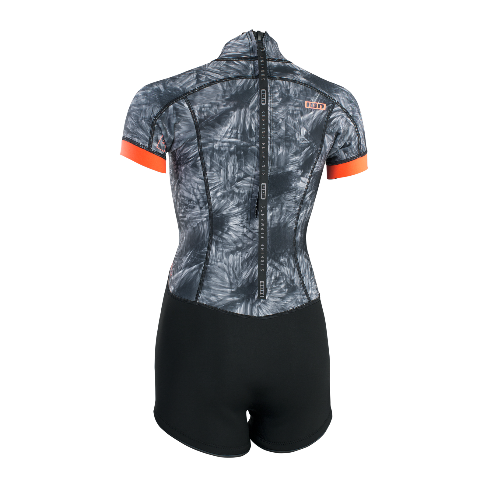 ION Amaze 2.5mm back-zip shorty wetsuit in grey, black and coral