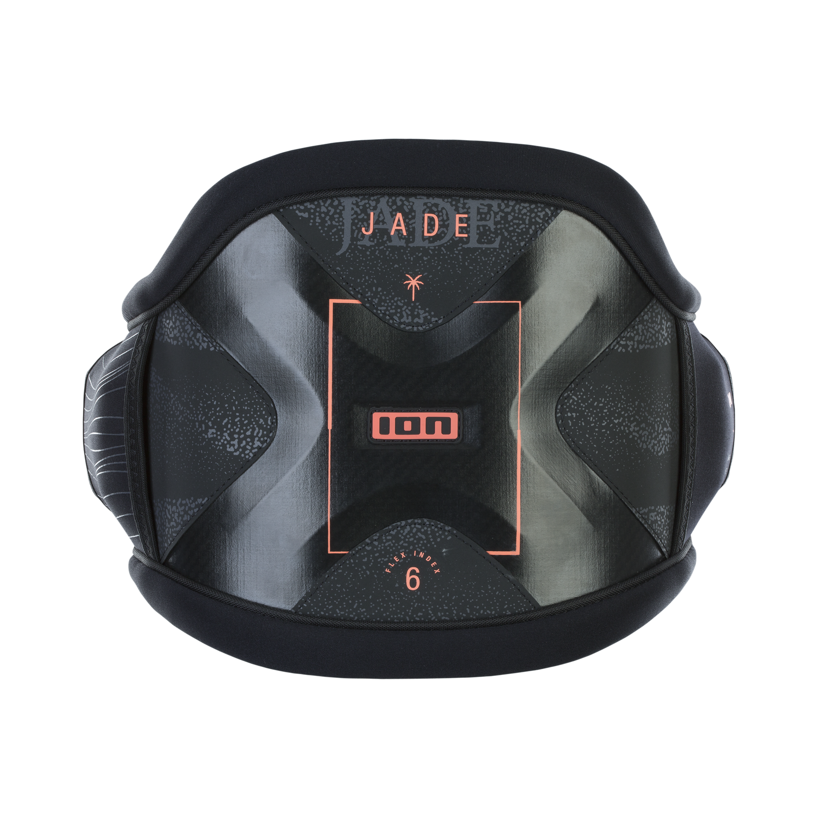 ION Jade women waist harness for windsurfing in charcoal black with Ergo_Concept back support