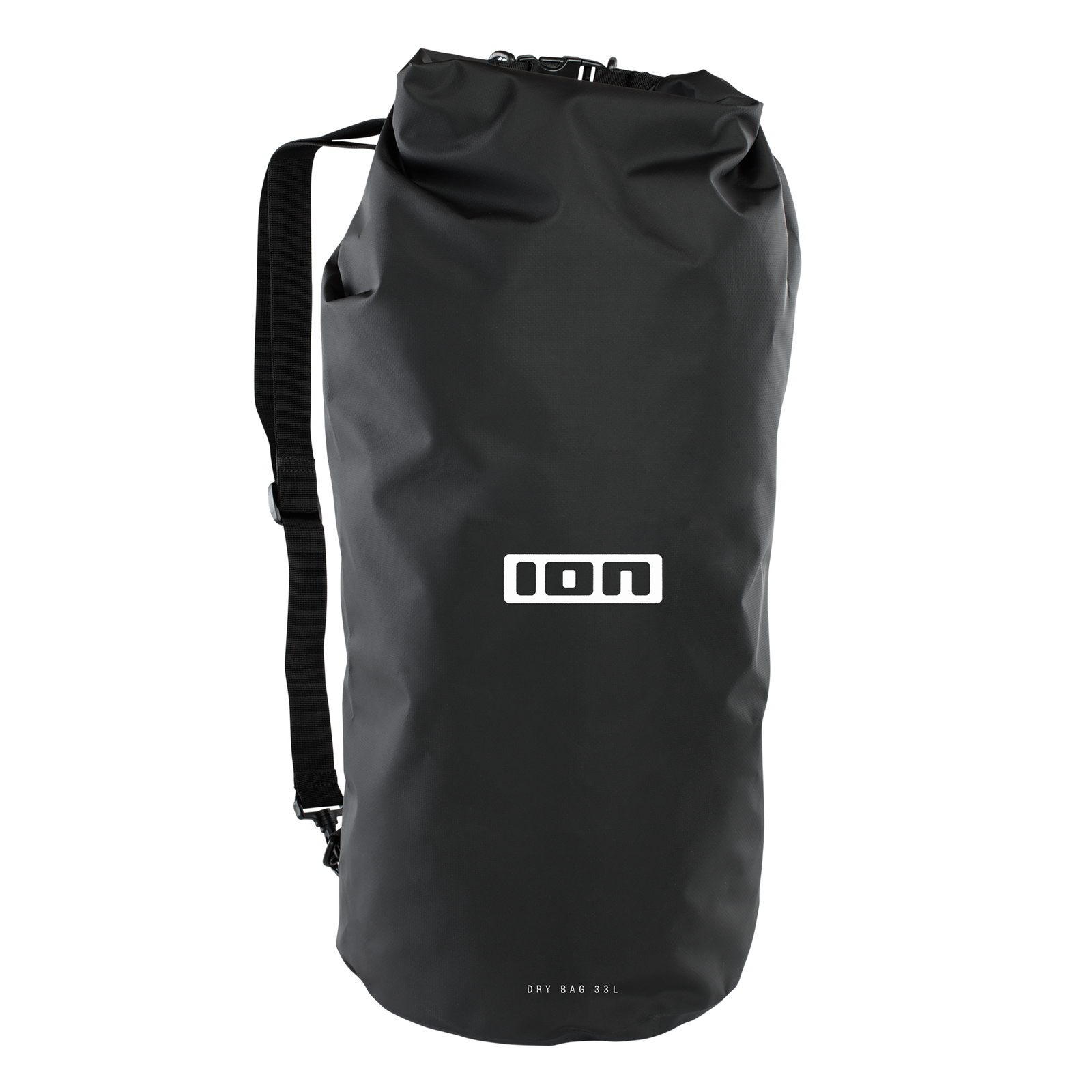 ION Dry Bag 33L waterproof roll-top bag in black with shoulder strap