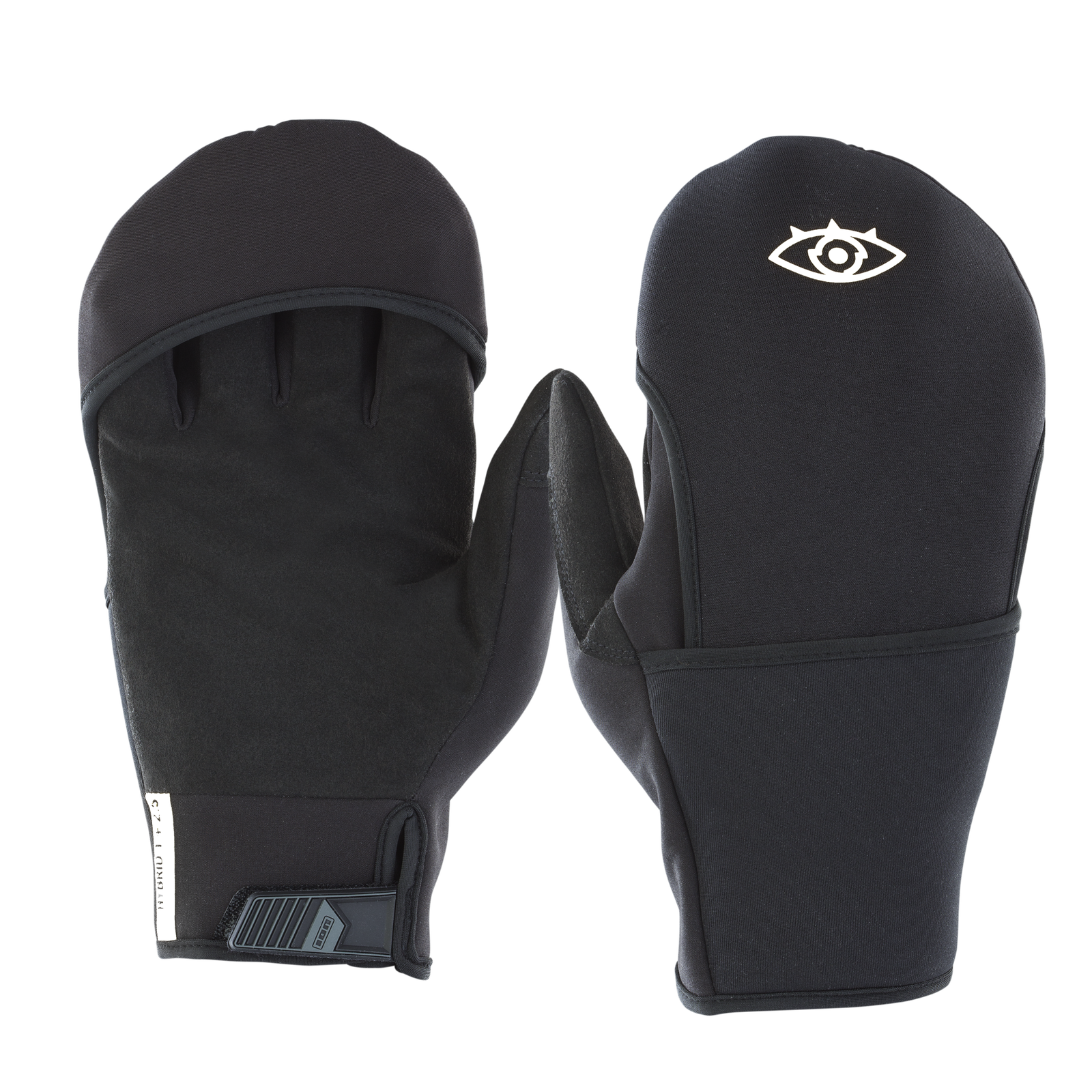 ION Hybrid Gloves gants en néoprène 1+2,5 mm en noir avec rabat de doigts amovible