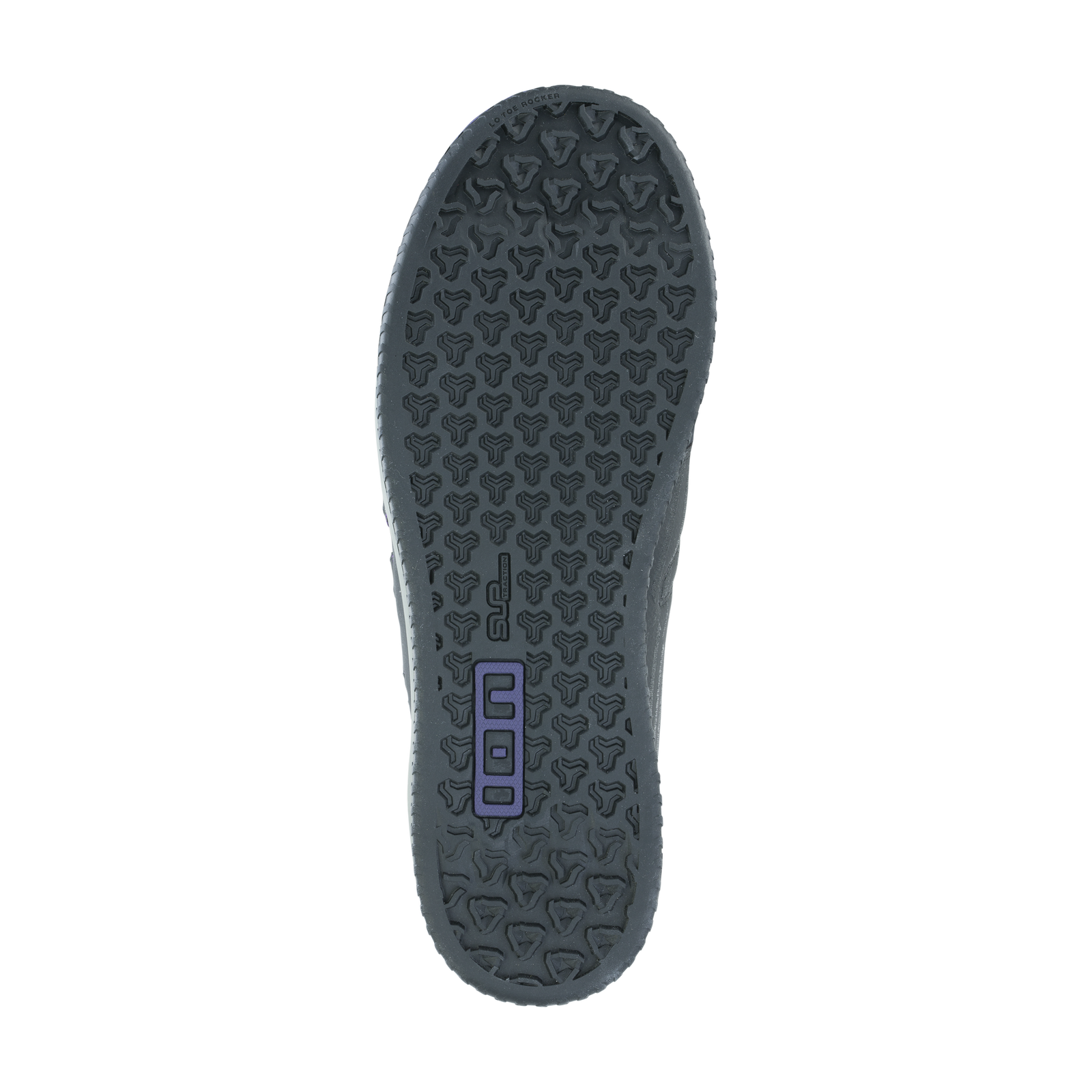 ION Scrub Select BOA flat pedal bike shoe outsole in dark charcoal with SupTraction tread