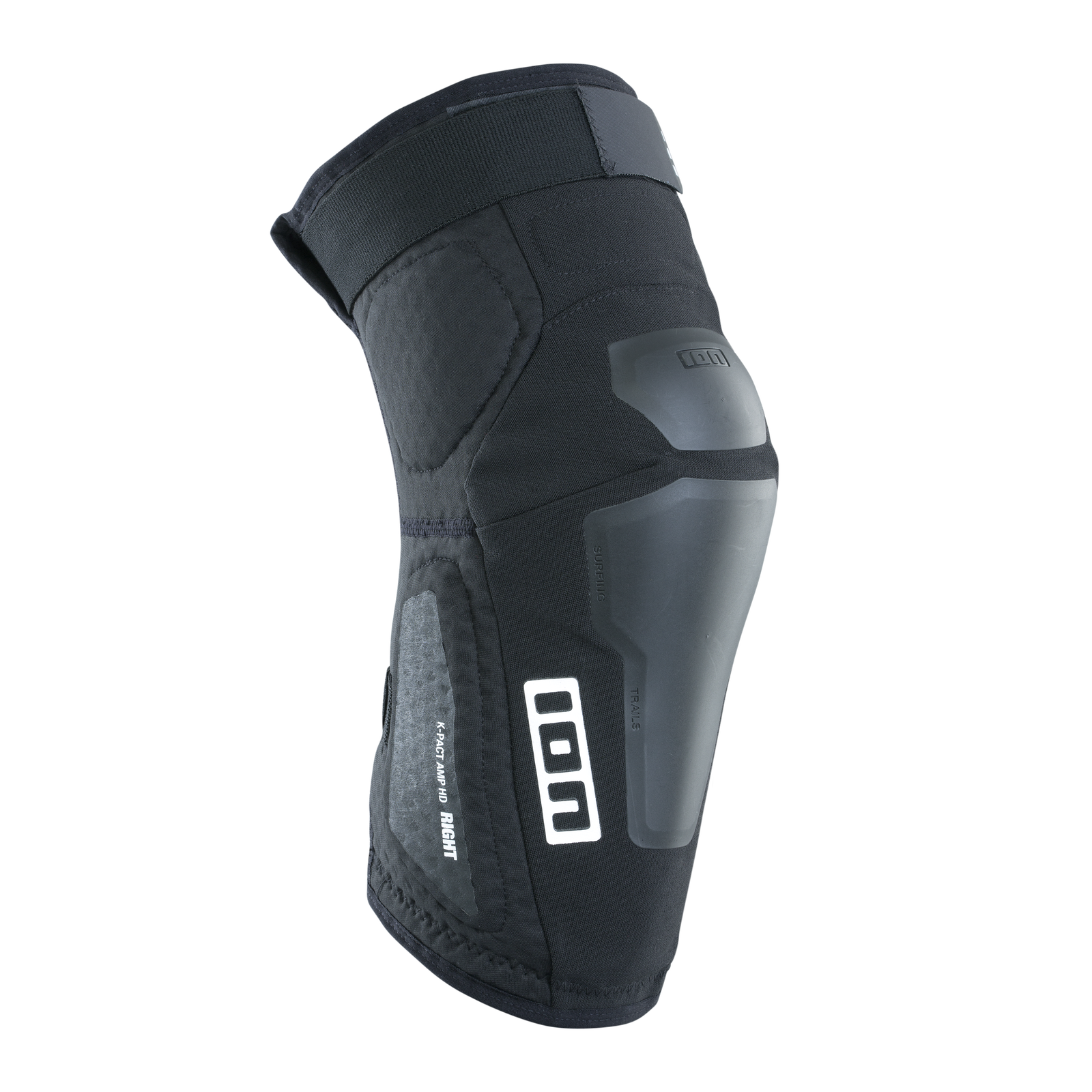 ION K-Pact Amp HD knee pads in black with SAS-TEC L2 hard-shell cap for downhill and freeride