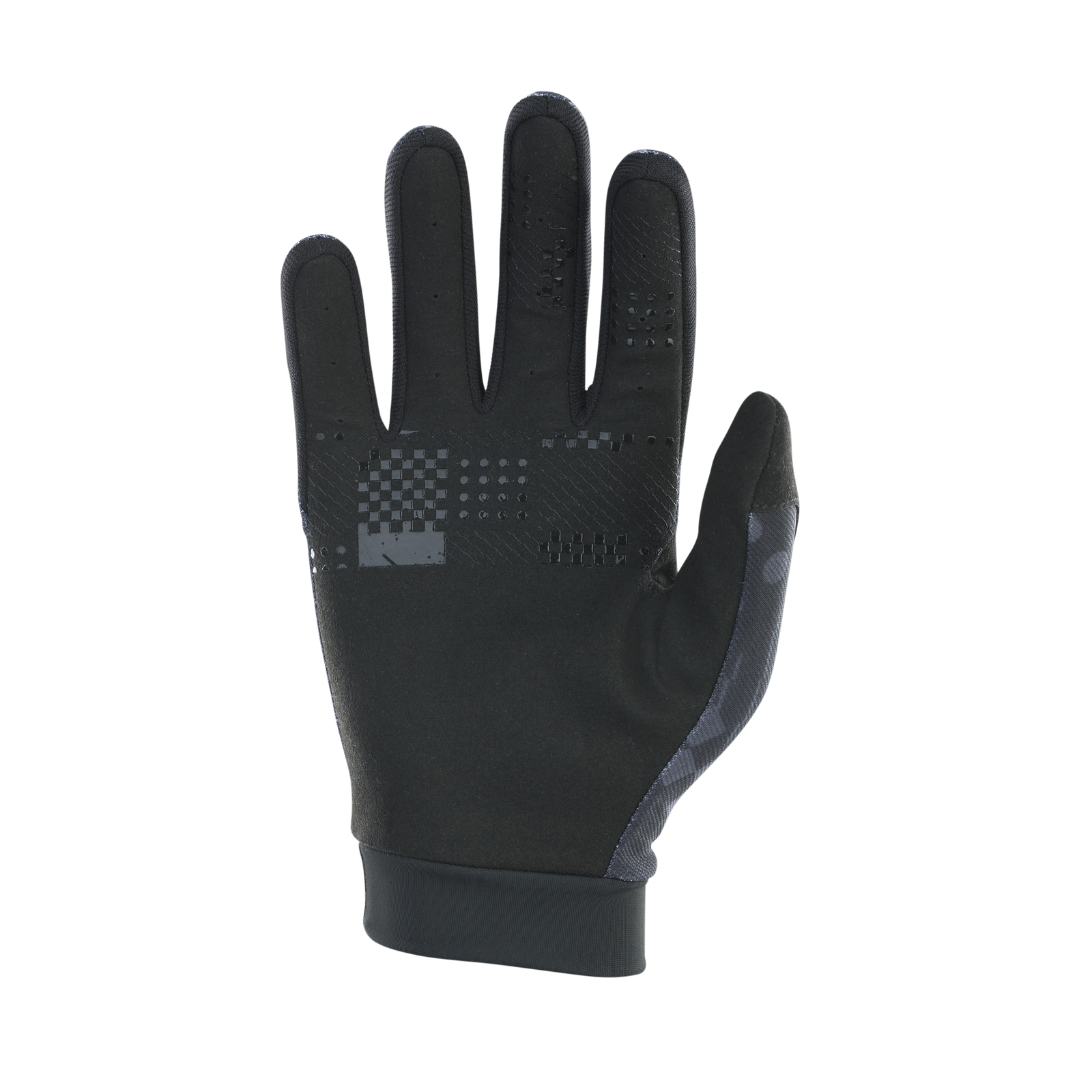 ION Bike Scrub unisex full-finger cycling gloves in black, palm view