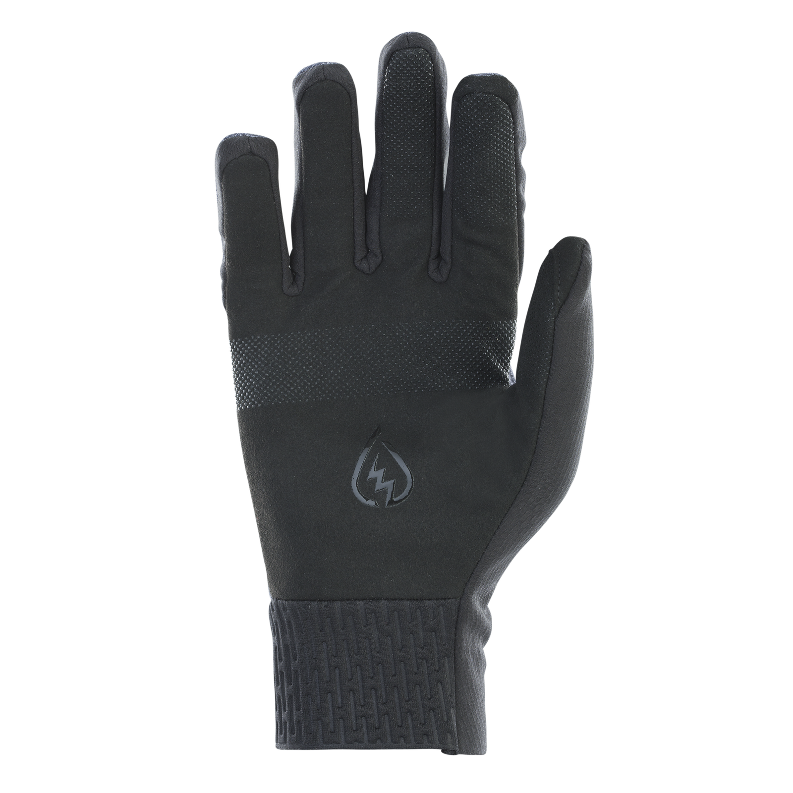 ION Bike Shelter Amp Hybrid padded full-finger cycling gloves in charcoal black, palm view